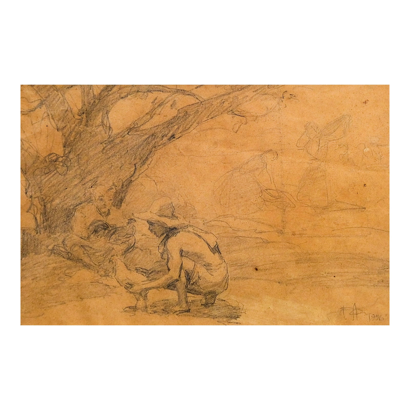 Fernando Amorsolo (1892 - 1972): PROPERTY OF A DISTINGUISHED LADY Untitledsigned and dated 1956 (lower right)graphite on paper6” x 9” (15 cm x 23 cm)