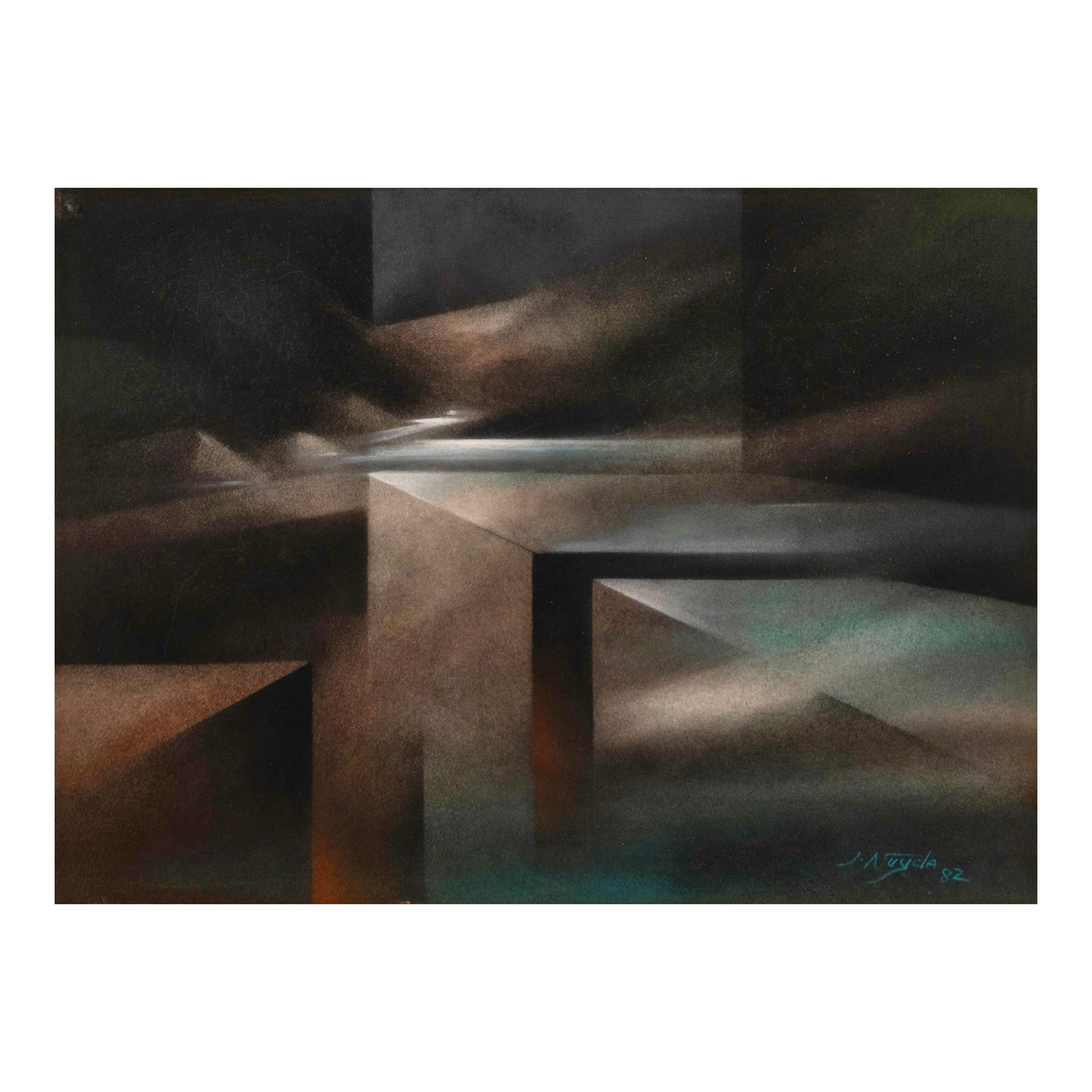 Justin Nuyda (1944 - 2022): Searchscapesigned and dated 1982 (lower right)pastel on paper17” x 23 1/4” (43 cm x 59 cm)PROVENANCE:Galleria Duemila