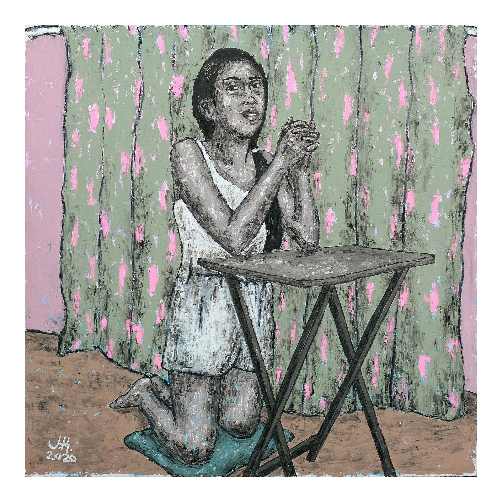 Johanna Helmuth (b. 1992): To Become More Acceptingsigned and dated 2020 (lower left)oil on canvas48” x 48” (122 cm x 122 cm)