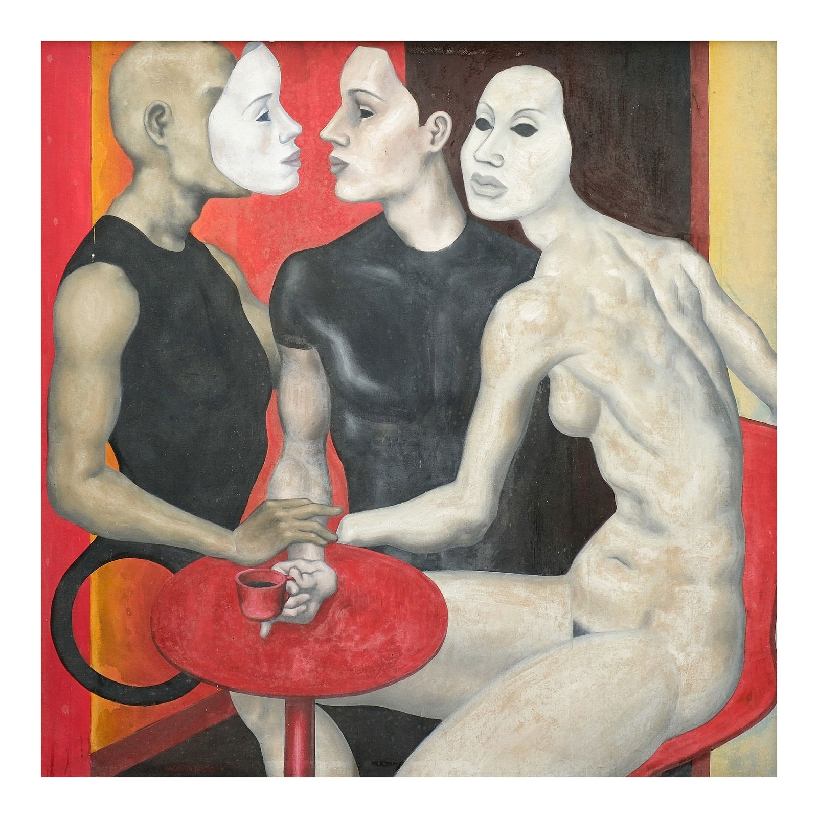 Kiko Escora (b.1970): Untitledsigned and dated 2001 (lower left)oil on canvas48” x 48” (122 cm x 122 cm) Viewing Kiko Escora’s vicious, edgy depictions of youth feels like a glimpse into a high-end fashio