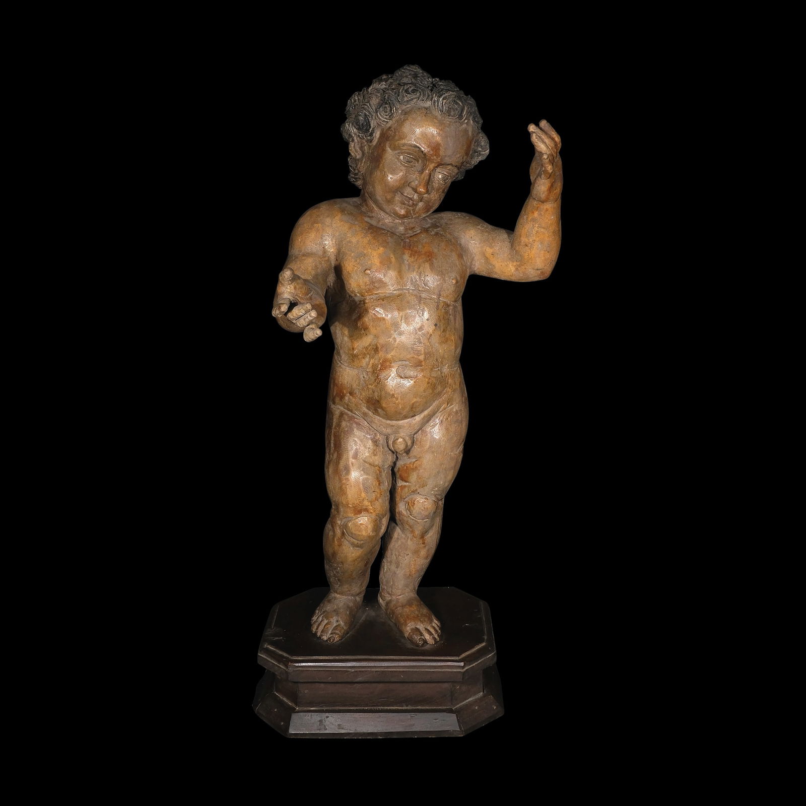 A 19th Century de Bulto of the Niño Jesus: PROPERTY OF A DISTINGUISHED LADYhardwoodH: 37 1/2” (95 cm)L: 15 1/2” (39 cm)W: 14 1/2” (37 cm)