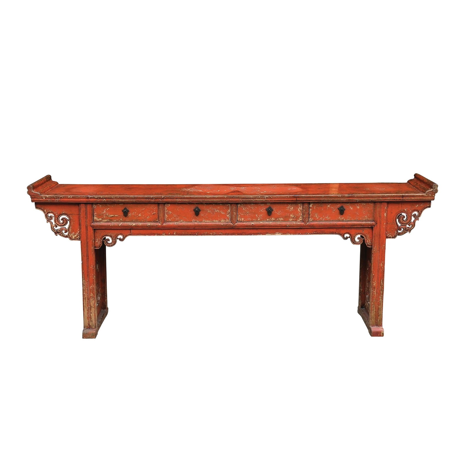 A Circa 1920’s Oriental Console Table: PROPERTY OF A DISTINGUISHED LADY pinewoodH: 37 1/2” (95 cm)L: 95 1/2” (243 cm)W: 17 1/4” (44 cm)
