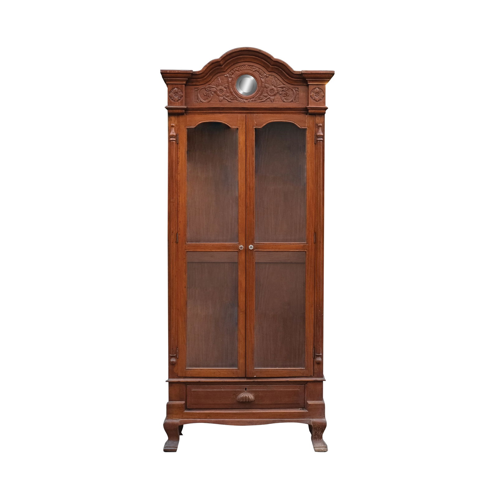 A Circa 1930’s Two-Door Aparador or Vitrine: narraH: 86” (218 cm)L: 16” (41 cm)W: 35 1/4” (90 cm)