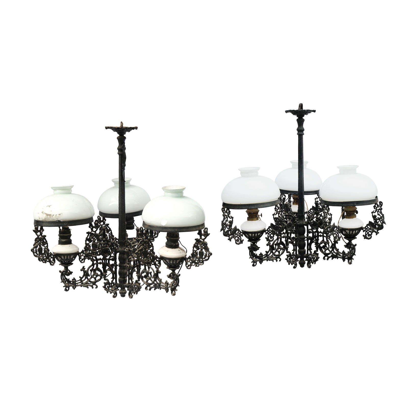 Two 19th Century Chandeliers with Milkglass Diffusers (1 of 1)