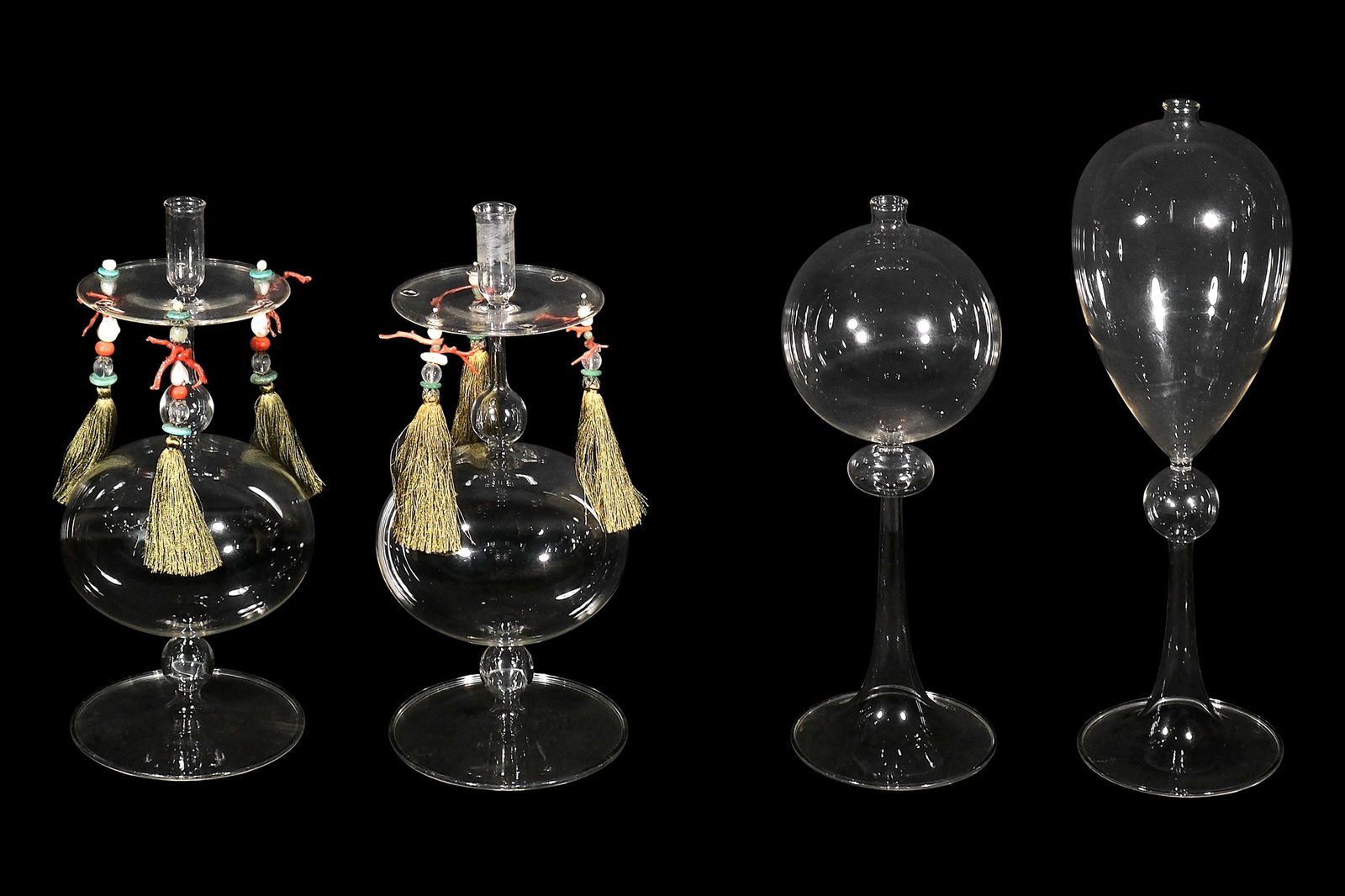 A Pair of Candle Holders and a pair of Glass Vases (1 of 1)