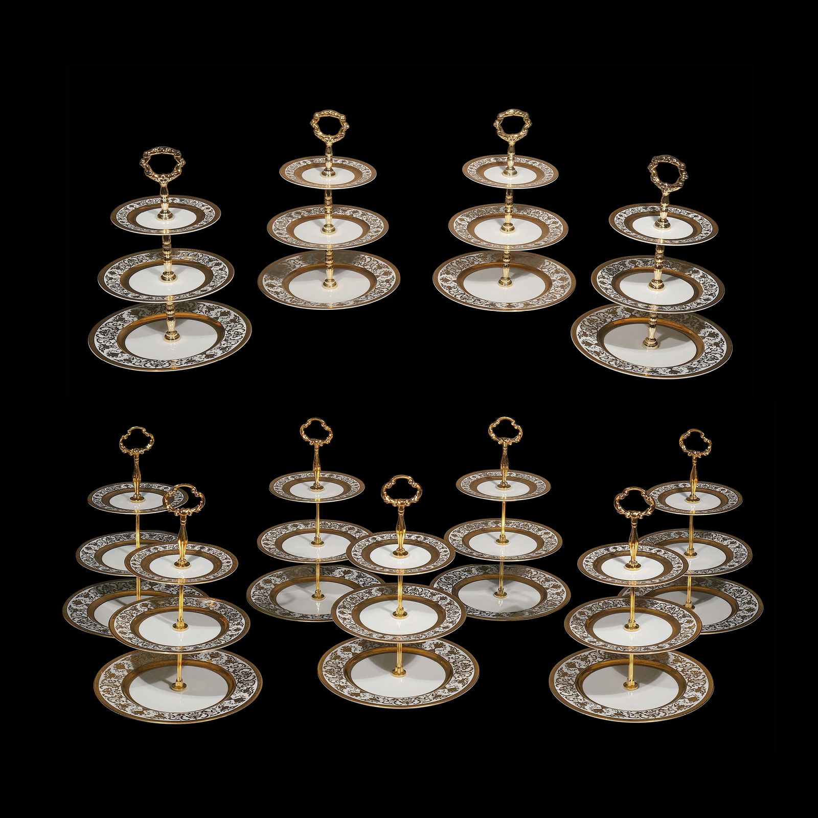 Two Sets of Thuns Studio Three - Tier Candy Dishes: 13 1/2” x 10” (34 cm x 25 cm)