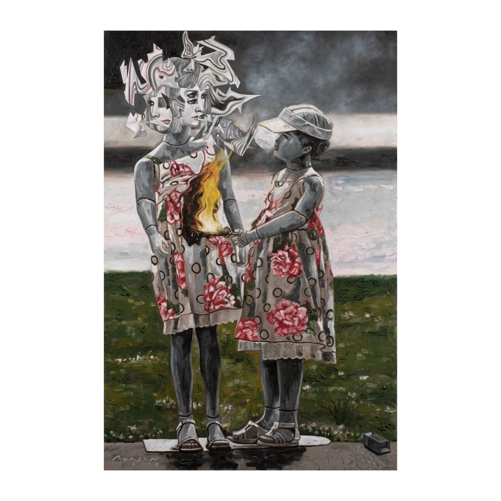 Ronson Culibrina (b. 1991): The Fire Flood is the Flood of Lovesigned and dated 2012 (lower left)oil on canvas36" x 24" (91 cm x 61 cm) The Fire Flood is the Flood of Love by Ronson Culibrina, which provides an expressive interp