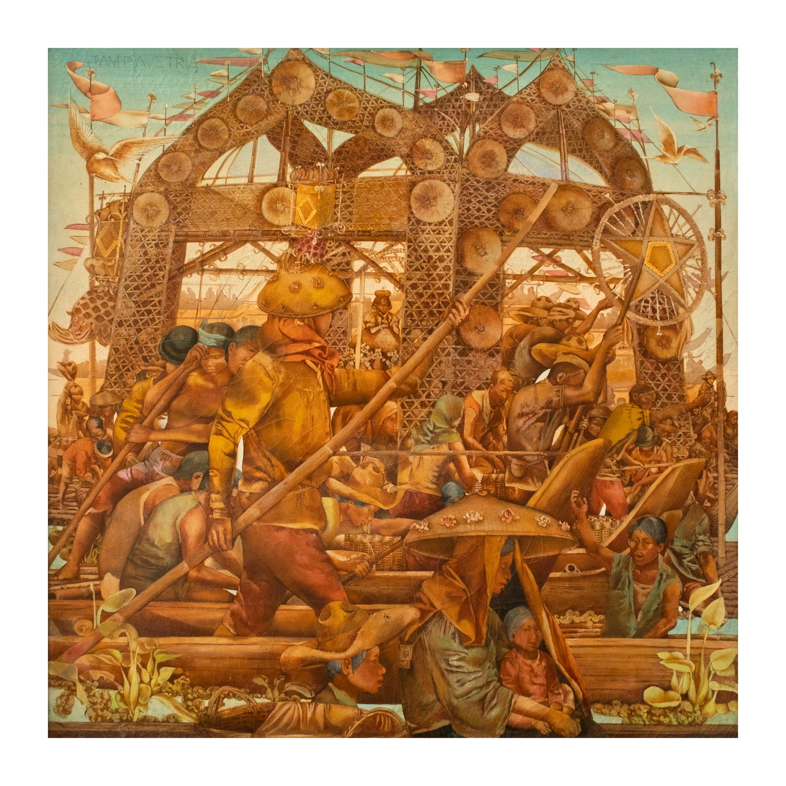 Tam Austria (b. 1943): Pagoda sa Ilogsigned and dated 1978 (upper left)oil on canvas54" x 54" (137 cm x 137 cm) Accompanied by a certificate signed by the artist confirming the authenticity of this lot PROVENANCEPrivate col