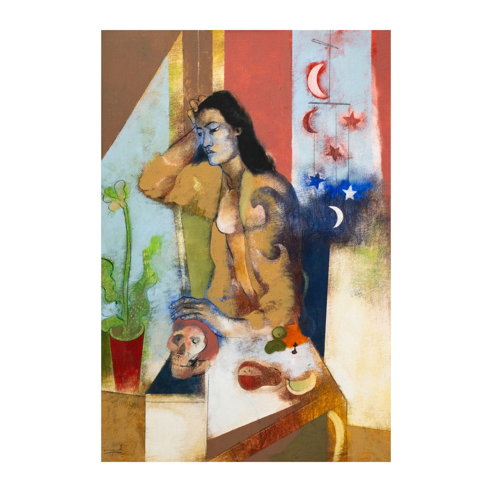 Marcel Antonio (b. 1965): The Balance of Gravitysigned (lower left and verso)dated 1999oil on canvas36" x 24" (91 cm x 61 cm)Accompanied by a certificate signed by the artist confirming theauthenticity of this lot Delving int