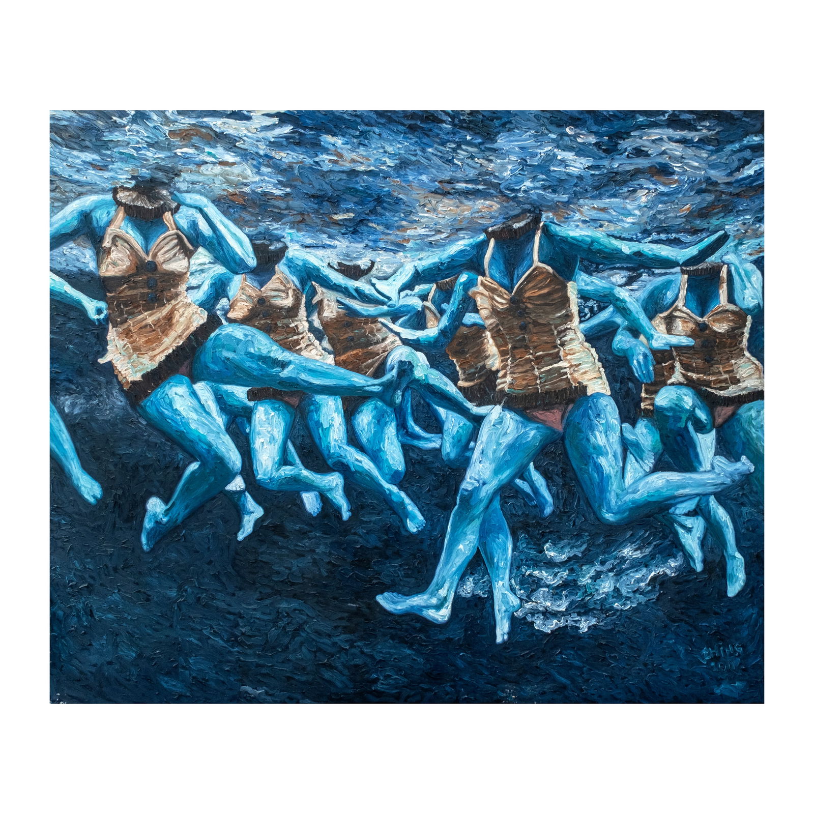 Jonathan Ching (b. 1969): Untitledsigned and dated 2011 (lower right)oil on canvas60" x 72" (152 cm x 183 cm) Creating a scene that quietly unsettles the longer yougaze at it, Jonathan Ching's turbulent, energeticmasterpiece f