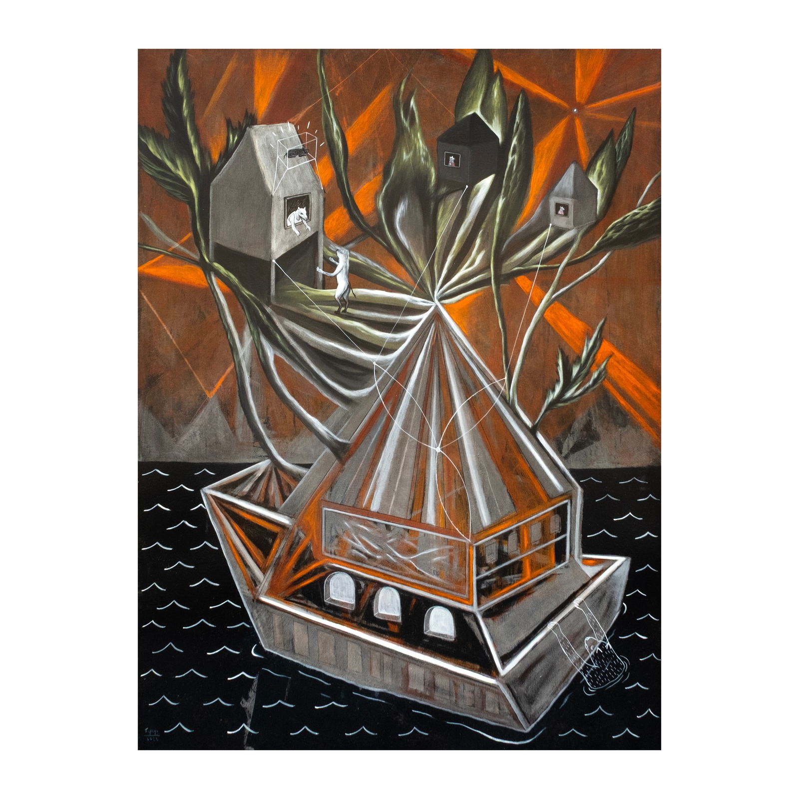 Rodel Tapaya (b. 1980): Maria's Mothersigned and dated 2012 (lower left)acrylic on canvas48" x 36" (122 cm x 91 cm) PROVENANCEGallery Indigo Rodel Tapaya’s Maria’s Mother is a dense, allegorical ma