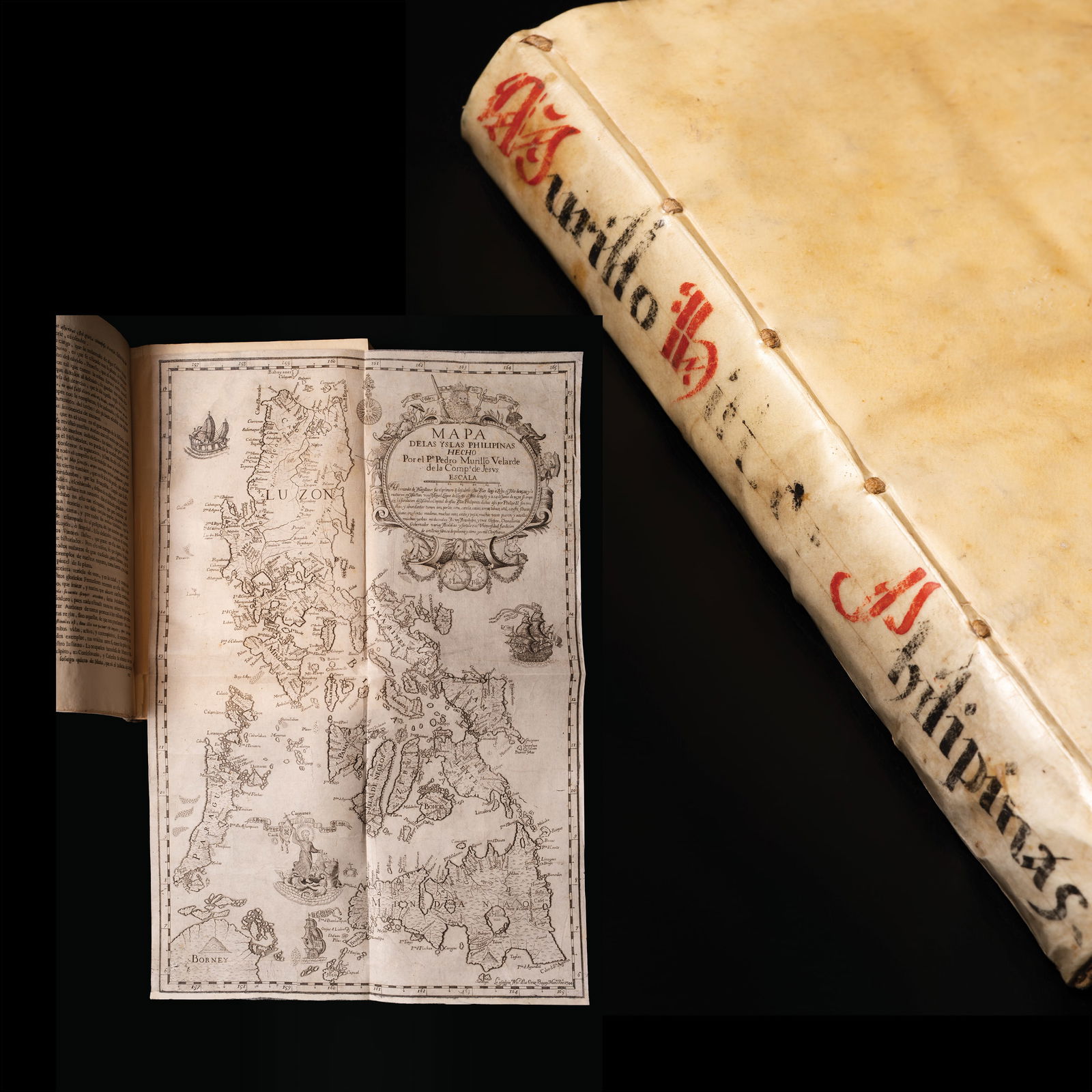 P. Pedro Murillo Velarde Historia de la Provincia de Philipinas de la Compañia de Jesus 1749: a.) Padre Pedro Murillo Velarde & Nicolas de la CruzBagayMap of the Philippine Islands, 1744map size: 20" x 13 1/4" (51 cm x 34 cm) b.) Laureano AtlasNuestra Señora del Rosario y Nue