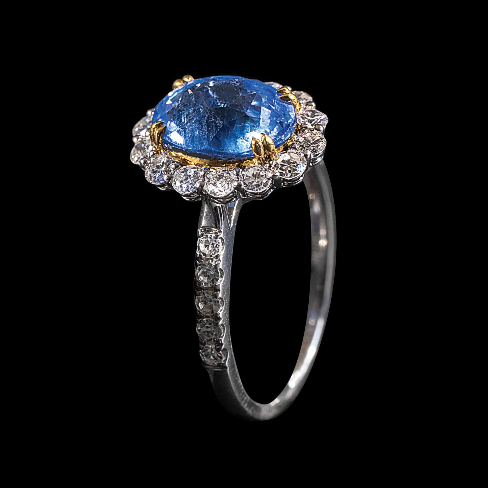 A Blue Sapphire and Diamond Ring in 18k (1 of 1)
