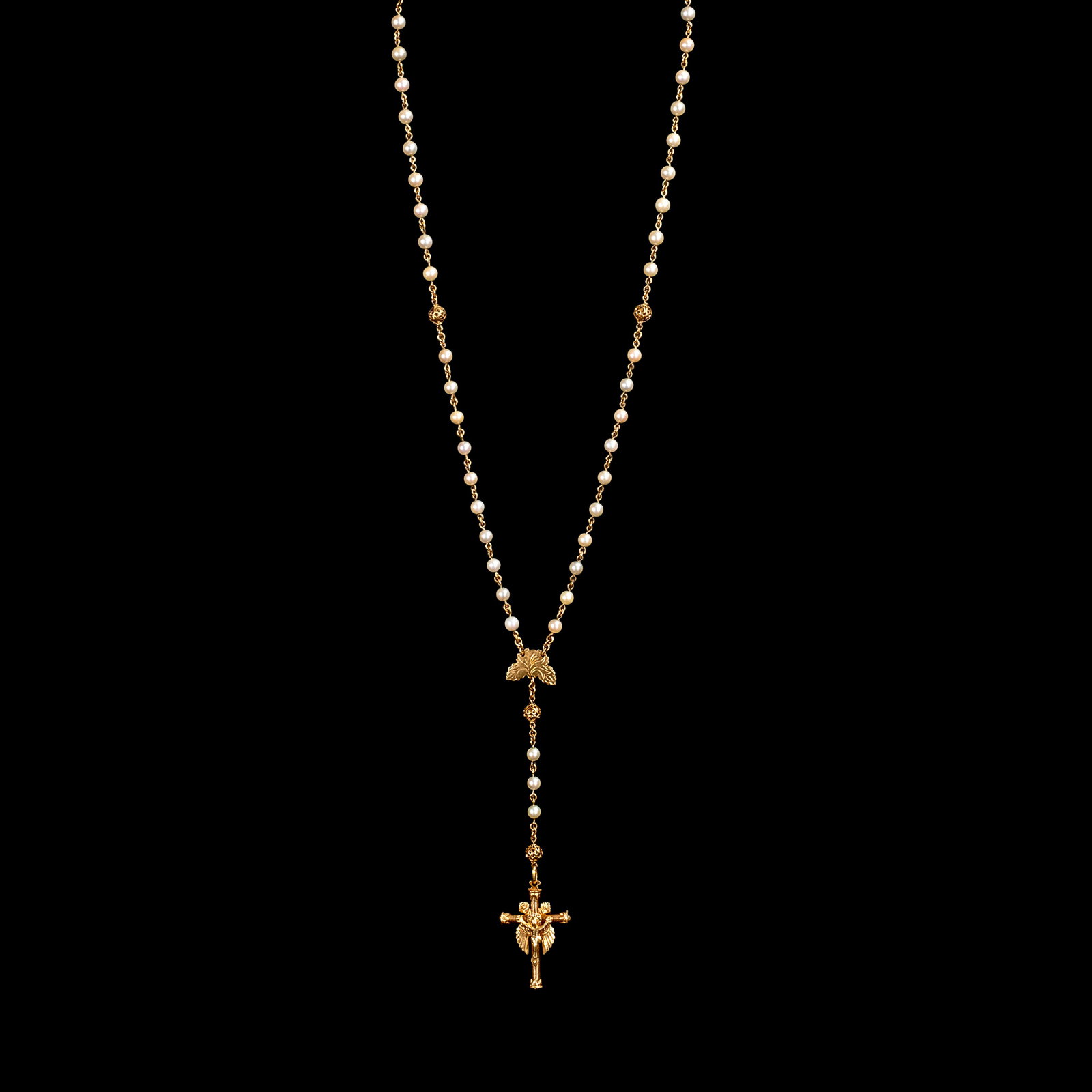 A Tamburin Rosary Necklace in 14k (1 of 1)