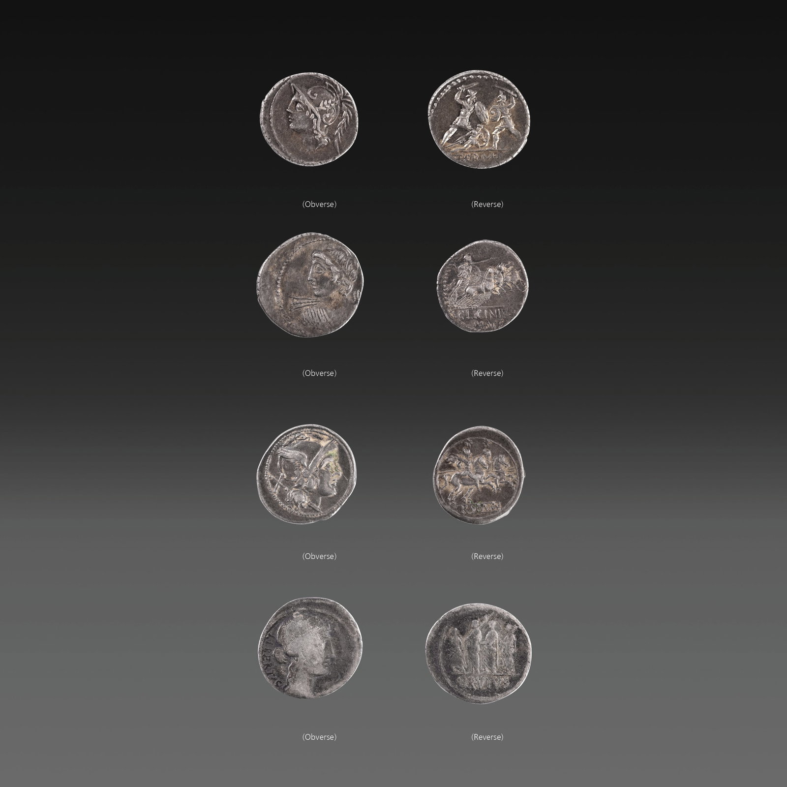 A Group of Four Silver Roman Coins (1 of 1)