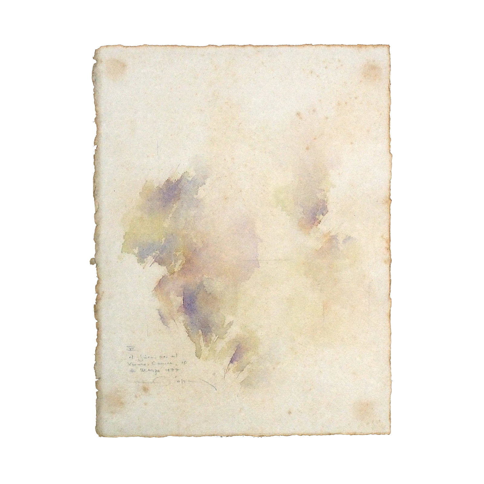 Fernando Zóbel (1924 - 1984): VI-EL Jucar Por El Vivero, Cuenca, 10 de Marzo,1977hand-signed (lower left)watercolor on paper15” x 11 1/2” (38 cm x 29 cm) PROVENANCE:The Luz Gallery Related to his widely celebrated &ldq