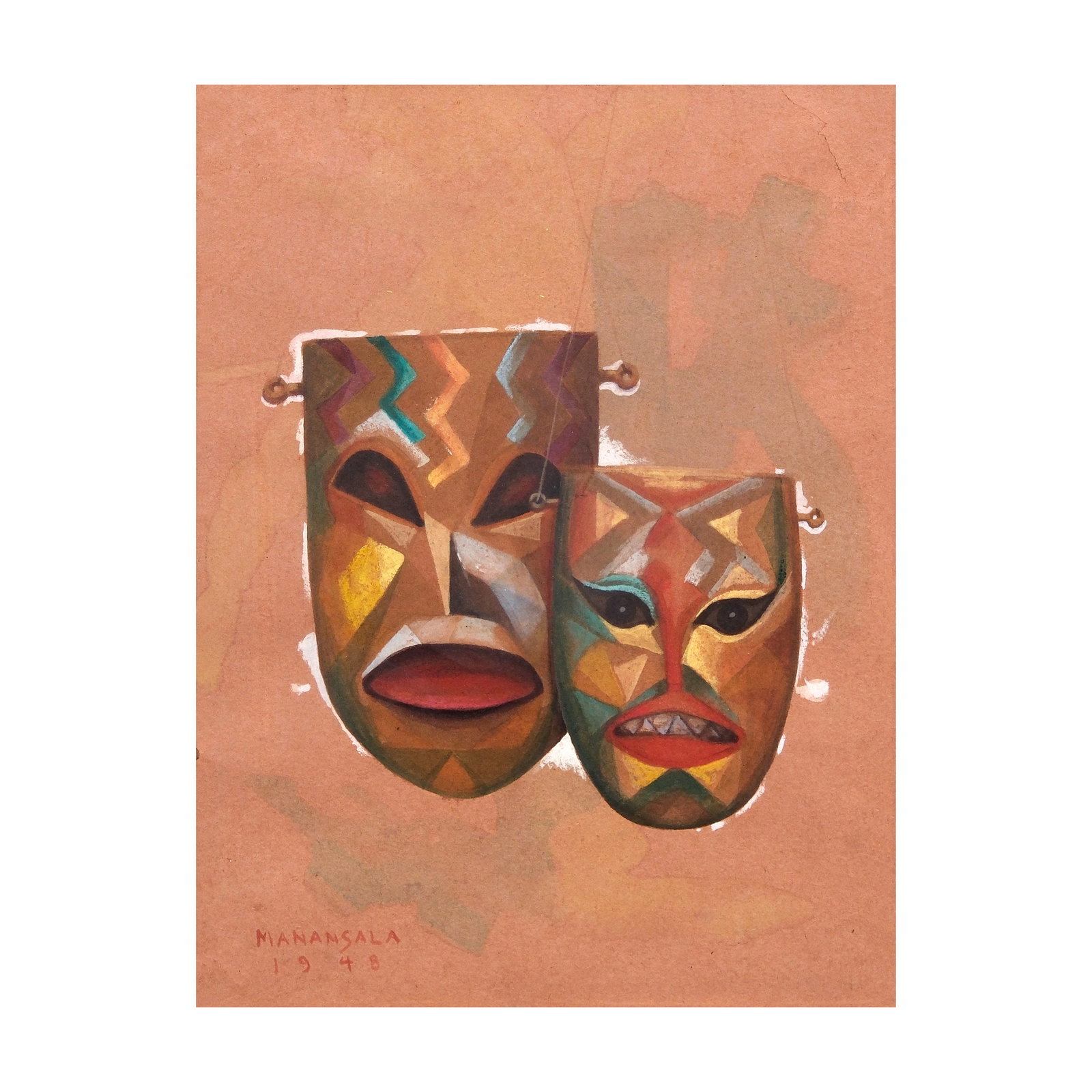 Vicente Manansala (1910 - 1981): Untitledsigned and dated 1948 (lower left)mixed media on paper11 1/2” x 8 1/2” (29 cm x 22 cm)Reflecting the artist’s early cubist-influenced style, Vicente Manansala’s magnifi