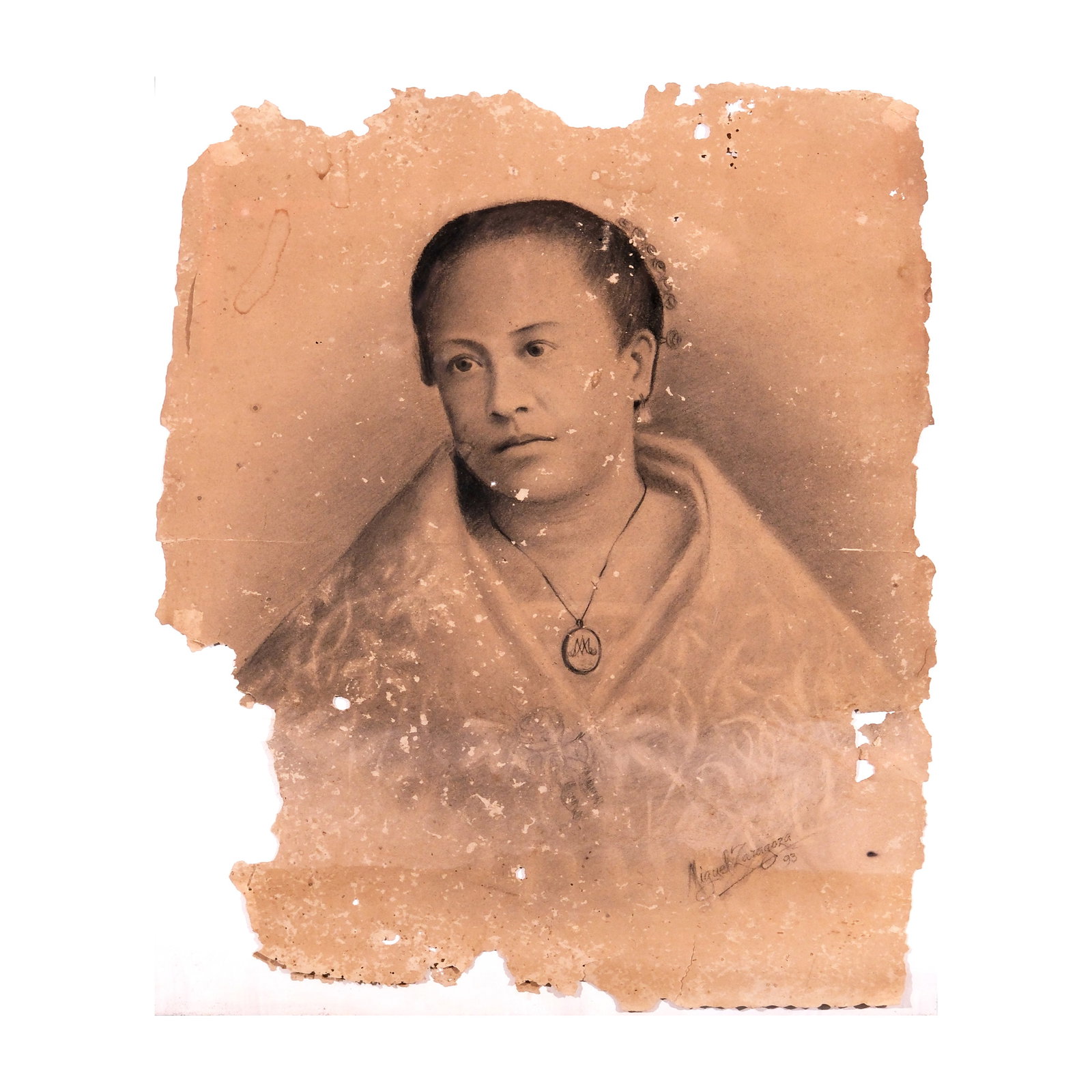 Miguel Zaragoza (1842 - 1923): PROPERTY FROM THE VIC SALTA COLLECTIONPortrait of a Ladysigned and dated 1893 (lower right)graphite on paper22 1/4” x 17 3/4” (54 cm x 45 cm)Known for his illustrations and pieces that foc