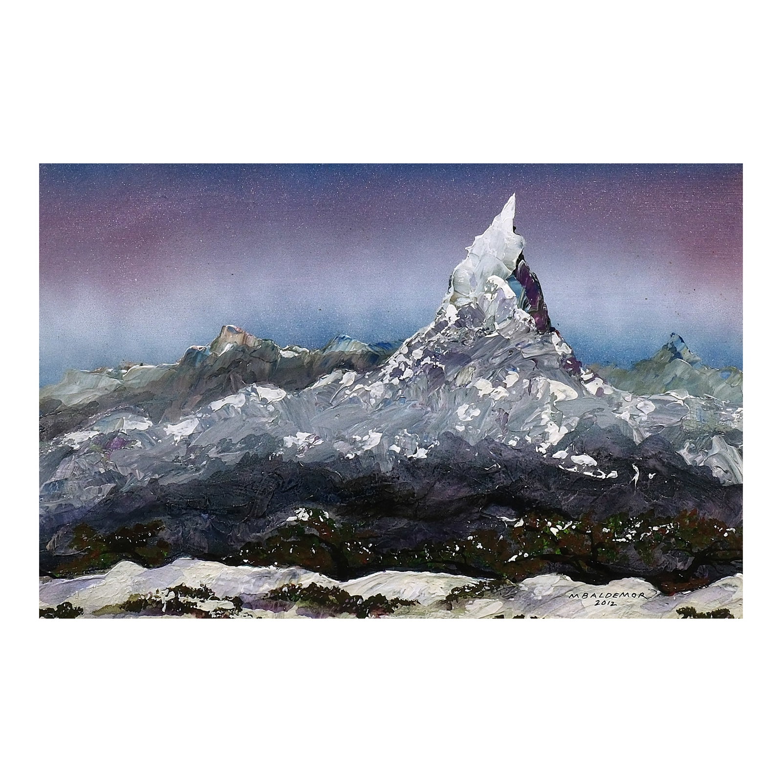 Manuel Baldemor (b. 1947): Matterhorn Towerssigned and dated 2012 (lower right)mixed media on paper 13” x 20” (33 cm x 51 cm) Accompanied by a certificate issued by Art Circle Gallery and signed by the artist confir