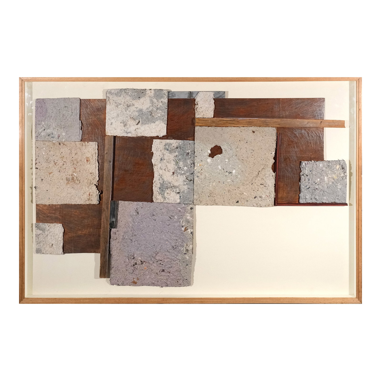 Brisa Amir (b. 1992): No Ground is Ever Neutral IIsigned and dated 2018 (verso) handmade paper, graphite, acrylic on found frames and woodartwork size: 39” x 62” (99 cm x 157 cm)with frame: 44 1/4” x 67 1