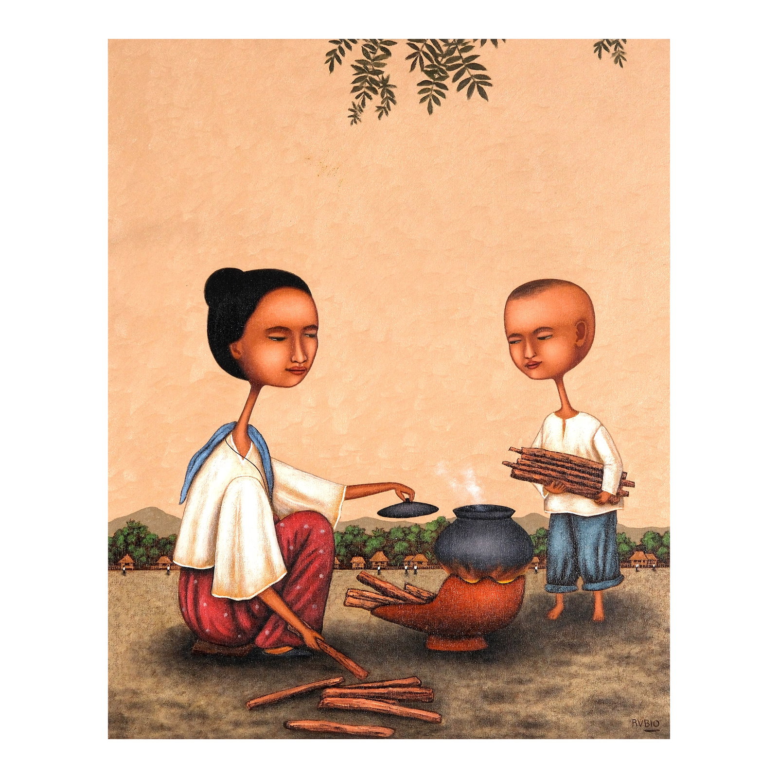 Dominic Rubio (b. 1970): Lunch Preparationsigned (lower right)oil on canvas30” x 24” (76 cm x 61 cm) Provenance:Galerie Raphael There is a profound sense of peculiarity and familiarity that surrounds Dominic Rubio