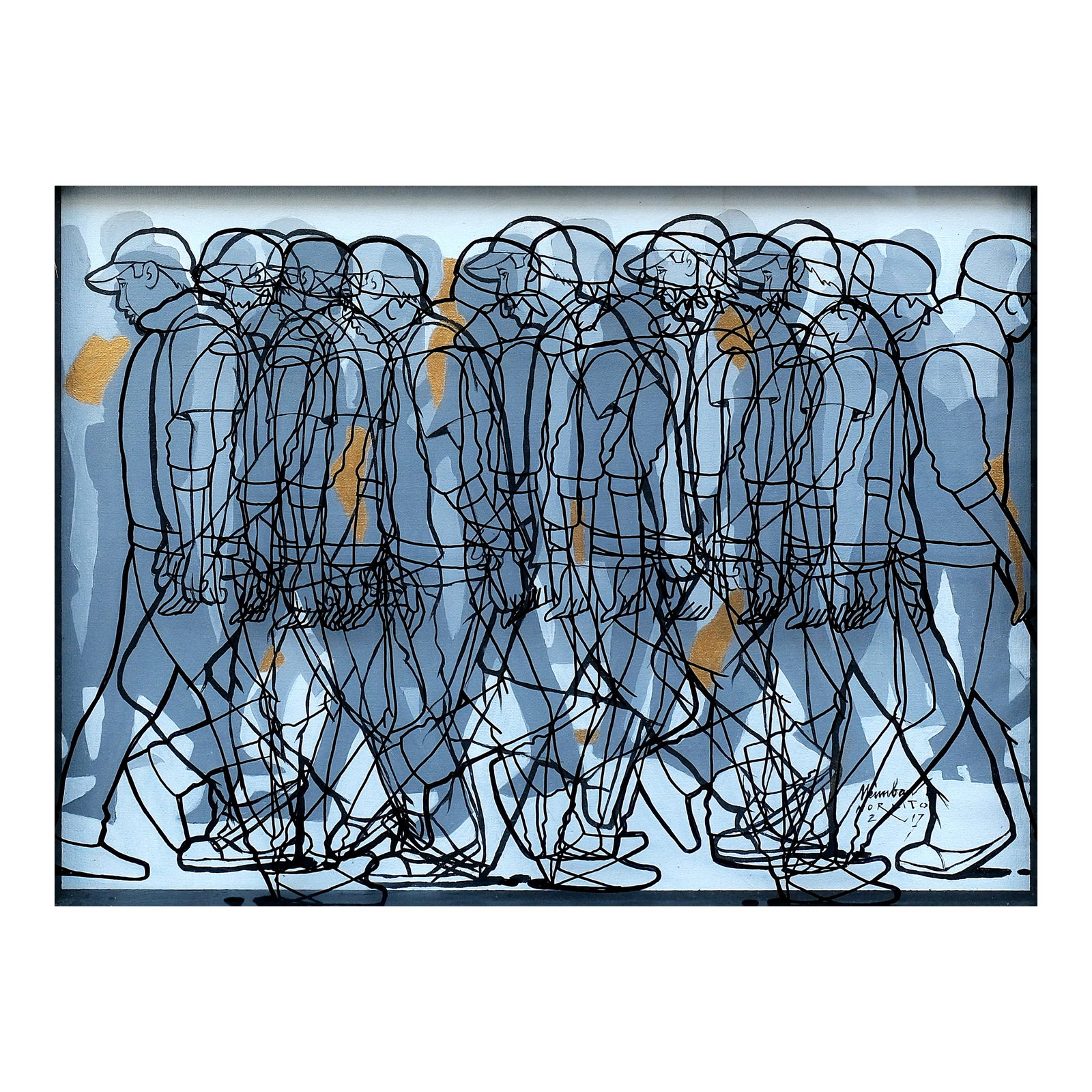 Norlito Meimban (b. 1966): People signed and dated 2017 (lower right) mixed media 17 1/2” x 23 1/2” (44 cm x 60 cm)