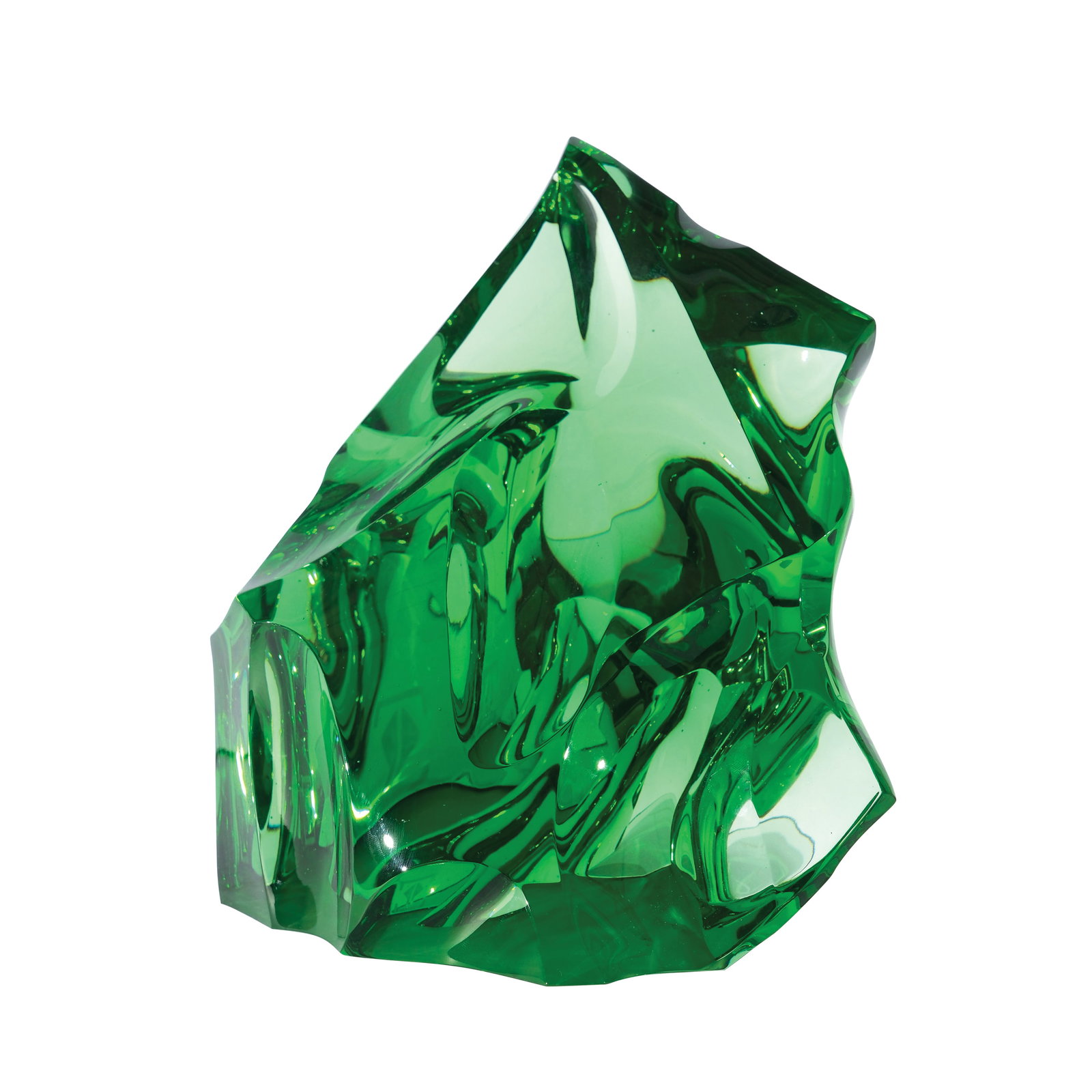 Pepe Mendoza: Emerald Echosigned and dated 2025hand-carved green glassH: 9 1/2” (24 cm)L: 9 1/2” (24 cm)W: 6 1/2” (17 cm) Accompanied by a certificate signed by the artistconfirming the authentici