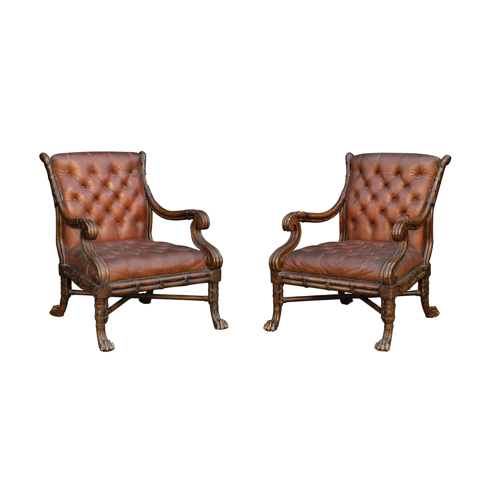 A Pair of Chesterfield Armchairs with Ball and Claw Feet (1 of 1)