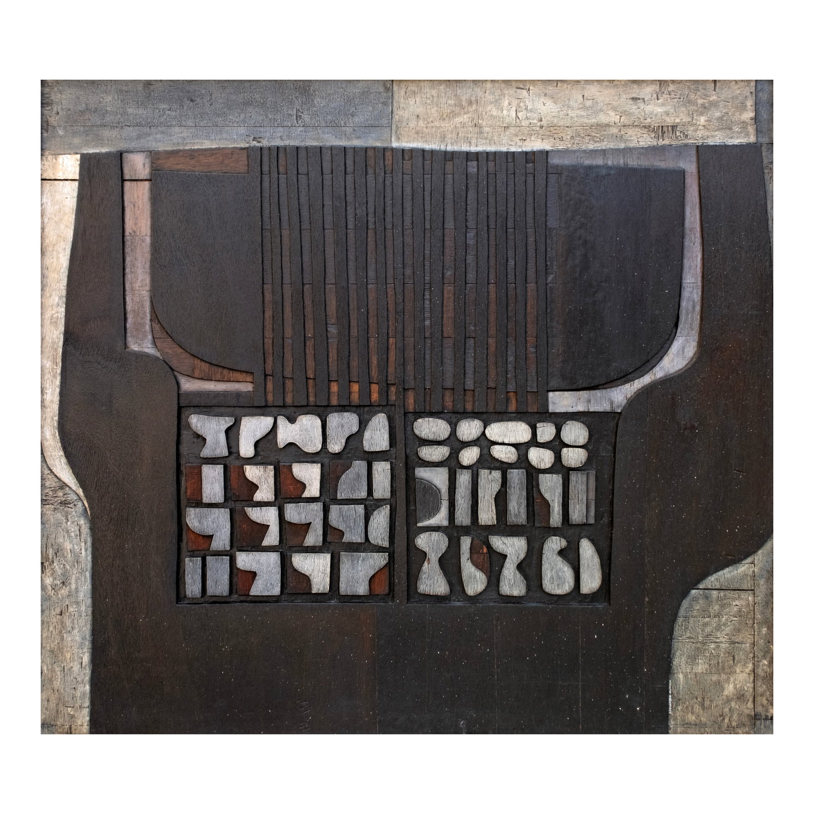 Lao Lianben (b. 1948): Black Zen signed and dated 1973 (lower right) mixed media 43" x 48" (109 cm x 122 cm) Accompanied by a certificate issued by Blanc Gallery confirming the authenticity of this lot PROVENANCE Private co