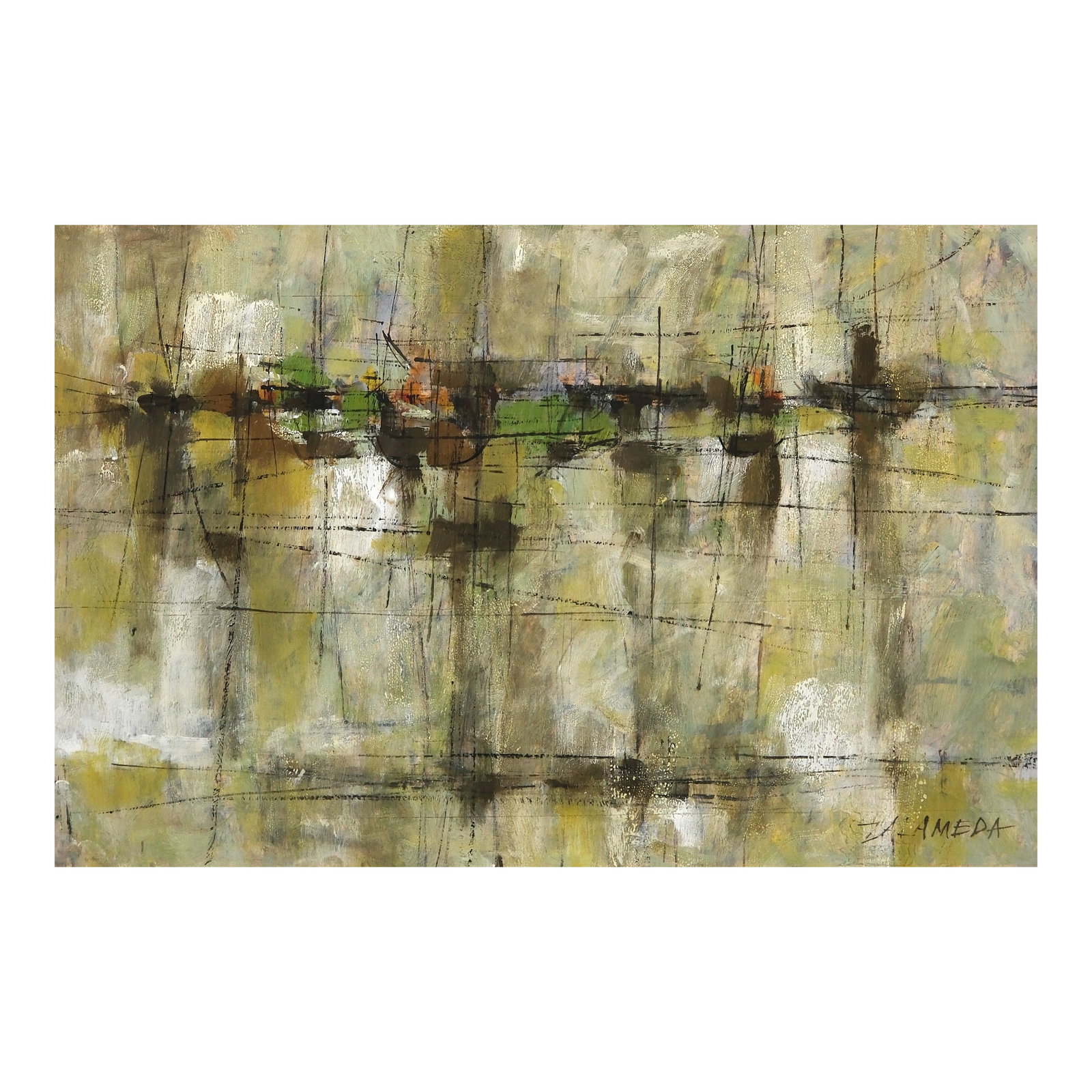 Oscar Zalameda (1930 - 2010): Sailboats signed (lower right) oil on paper 12 1/2” x 19 1/4” (32 cm x 49 cm) PROVENANCE Private collection, Paris Oscar Zalameda’s works offer a distinctive artistic style that has 