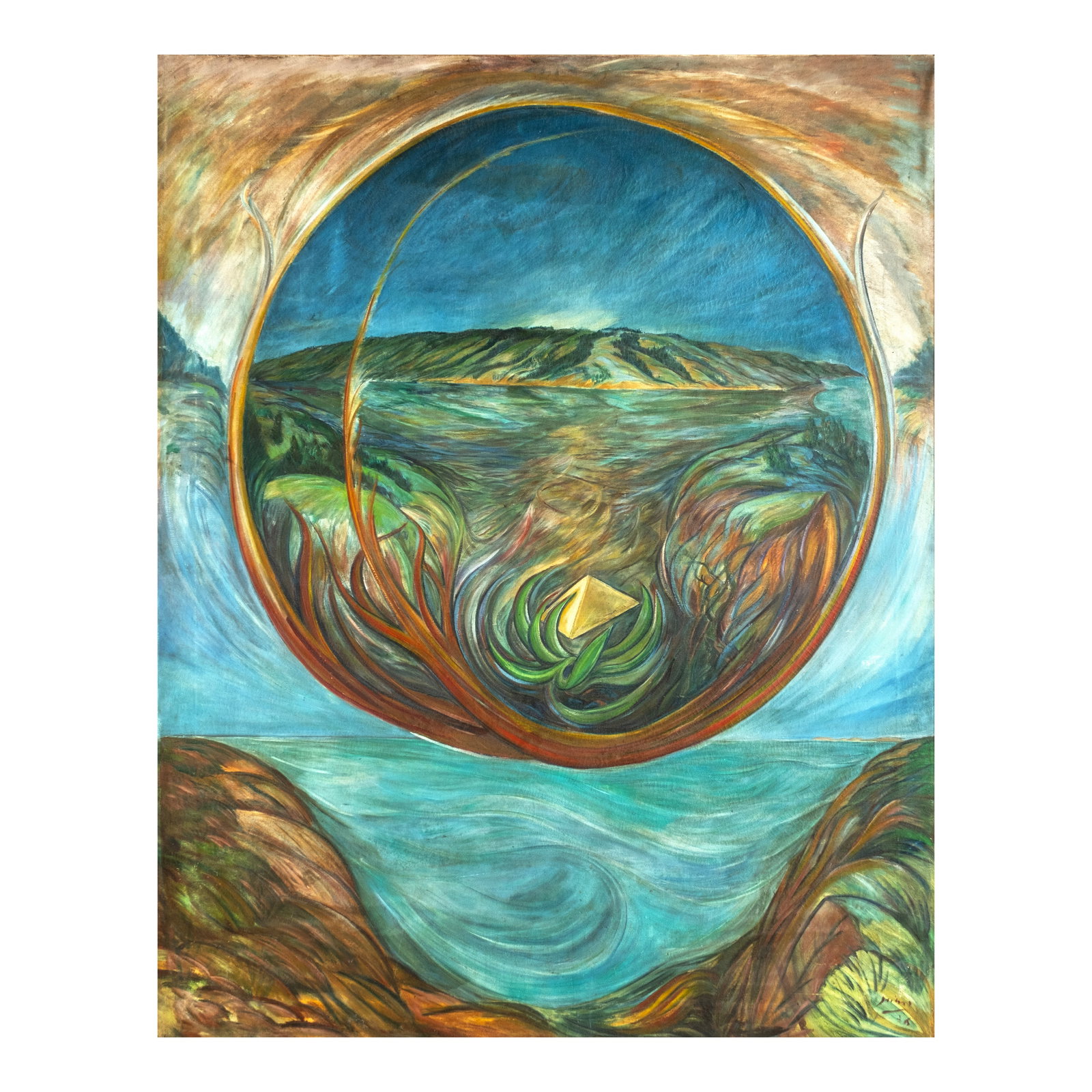 Jaime de Guzman (1942 - 2025): Topographical Imagination signed and dated 1975 (lower right) oil on canvas 81 1/2" x 64 1/2" (207 cm x 164 cm) PROVENANCE Archivo 1984 EXHIBITED Cultural Center of the Philippines, REVELATIONS: A