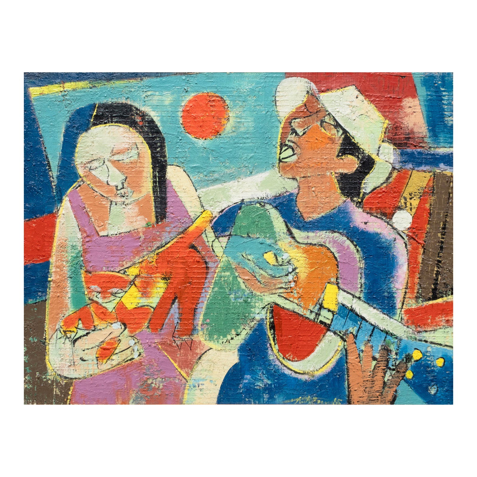 Angelito Antonio (1939 - 2025): Harana signed and dated 1985 (lower right) oil on wood 24" x 31" (61 cm x 79 cm) Leon Gallery wishes to thank Mrs. Fatima Antonio Baquiran for confirming the authenticity of this lot PROVENANCE Privat