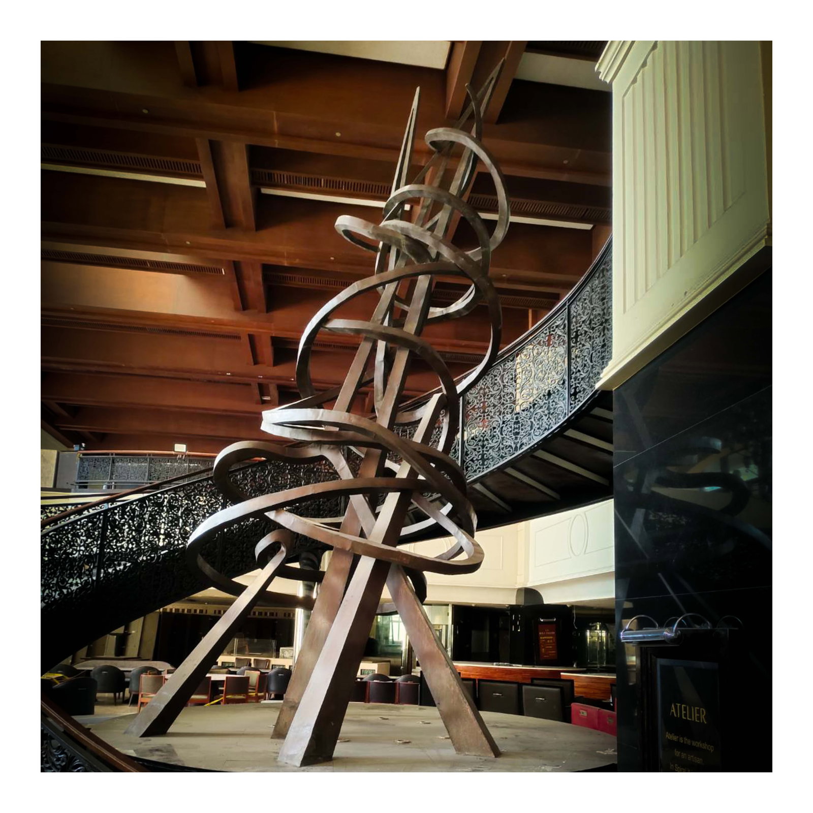Eduardo Castrillo (1942 - 2016): PROPERTY FROM THE PHILIPPINE PLAZA HOLDINGS INC Rhythmic Movements brass H: 264" (671 cm) D: 108" (274 cm) PROVENANCE Acquired directly from the artist 1971 proved to be a fortune-laden year for Eduar