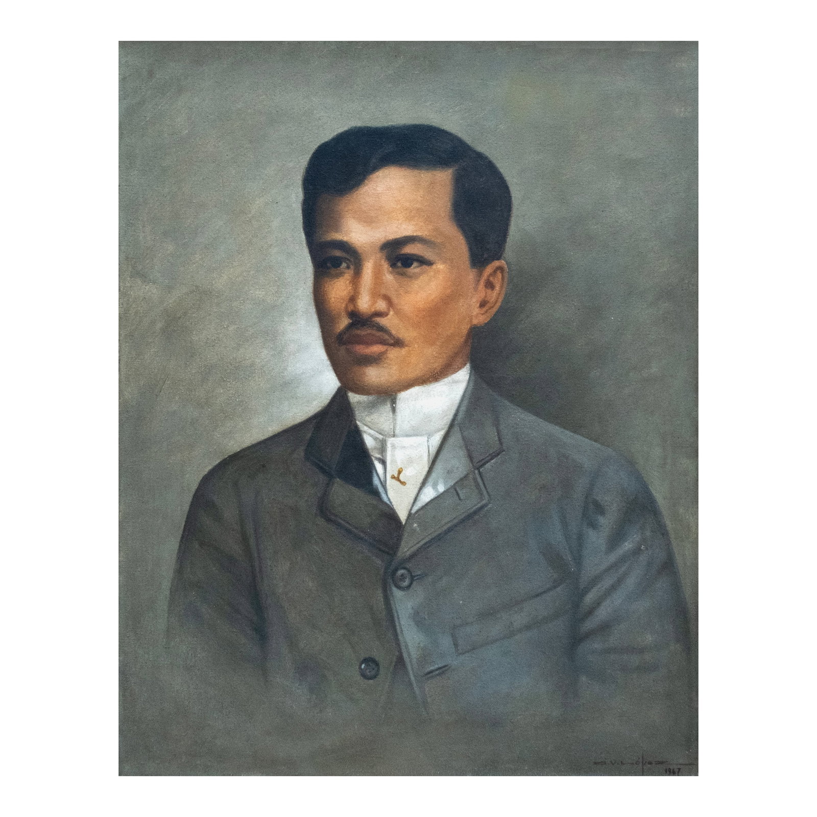 Crispin V. Lopez (1903 - 1985): PROPERTY FROM THE DON ANTONIO BANTUG COLLECTION Portrait of Jose Rizal signed and dated 1967 (lower right) oil on canvas 28” x 22” (71 cm x 56 cm) Born in Bulacan in 1903, Crispin V. Lopez