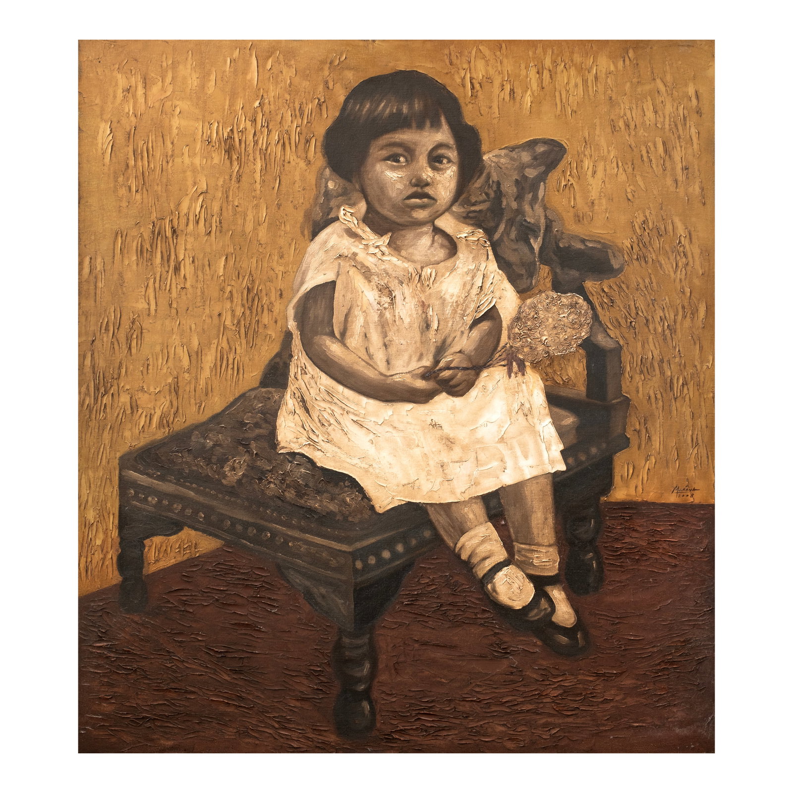 Marina Cruz (b. 1982): Remedios At Age Two signed and dated 2008 (lower right) oil on canvas 40" x 36" (102 cm x 91 cm) Accompanied by a certificate issued by Boston Gallery and signed by the artist confirming the authentic