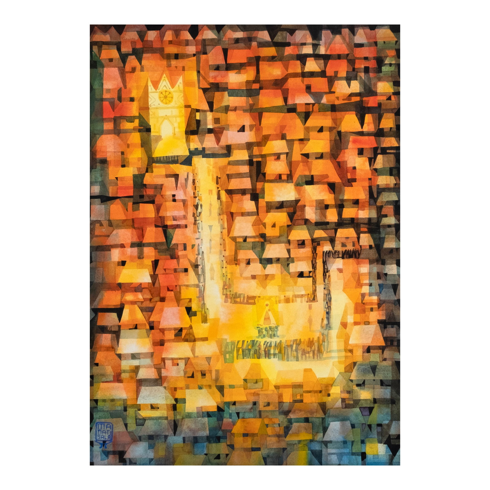 Vicente Manansala (1910 - 1981): Procession (Nuestra Señora del Carmen de San Sebastian) signed (lower left) ca.1952 watercolor on paper 21 1/4" x 15" (54 cm x 38 cm) PROVENANCE Private collection, USA This watercolor work ser