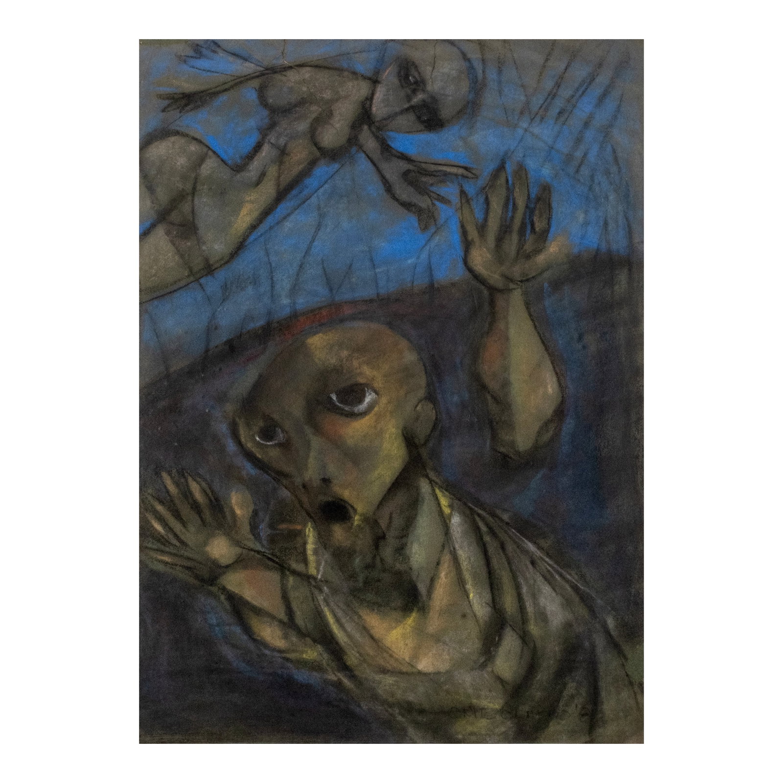 Onib Olmedo (1937 - 1996): Untitled (Saving Grace) signed and dated 1982 (lower right) pastel on paper 29" x 21" (74 cm x 53 cm) Accompanied by a certificate issued by Ms. Gisella Olmedo-Araneta confirming the authentici