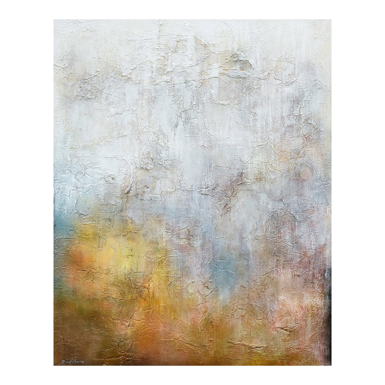 Raquel Bautista: Gaia signed and dated 2018 (lower left) mixed media 63 3/4” x 51” (162 cm x 130 cm)