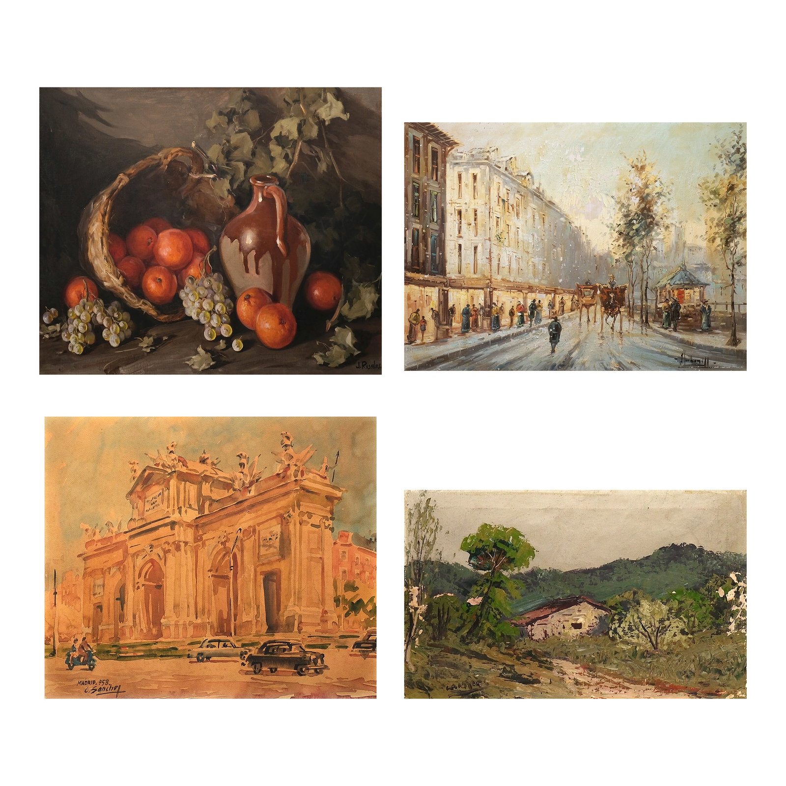 A Lot of Four Artworks J. Rosales Unidentified Artist (1 of 5)
