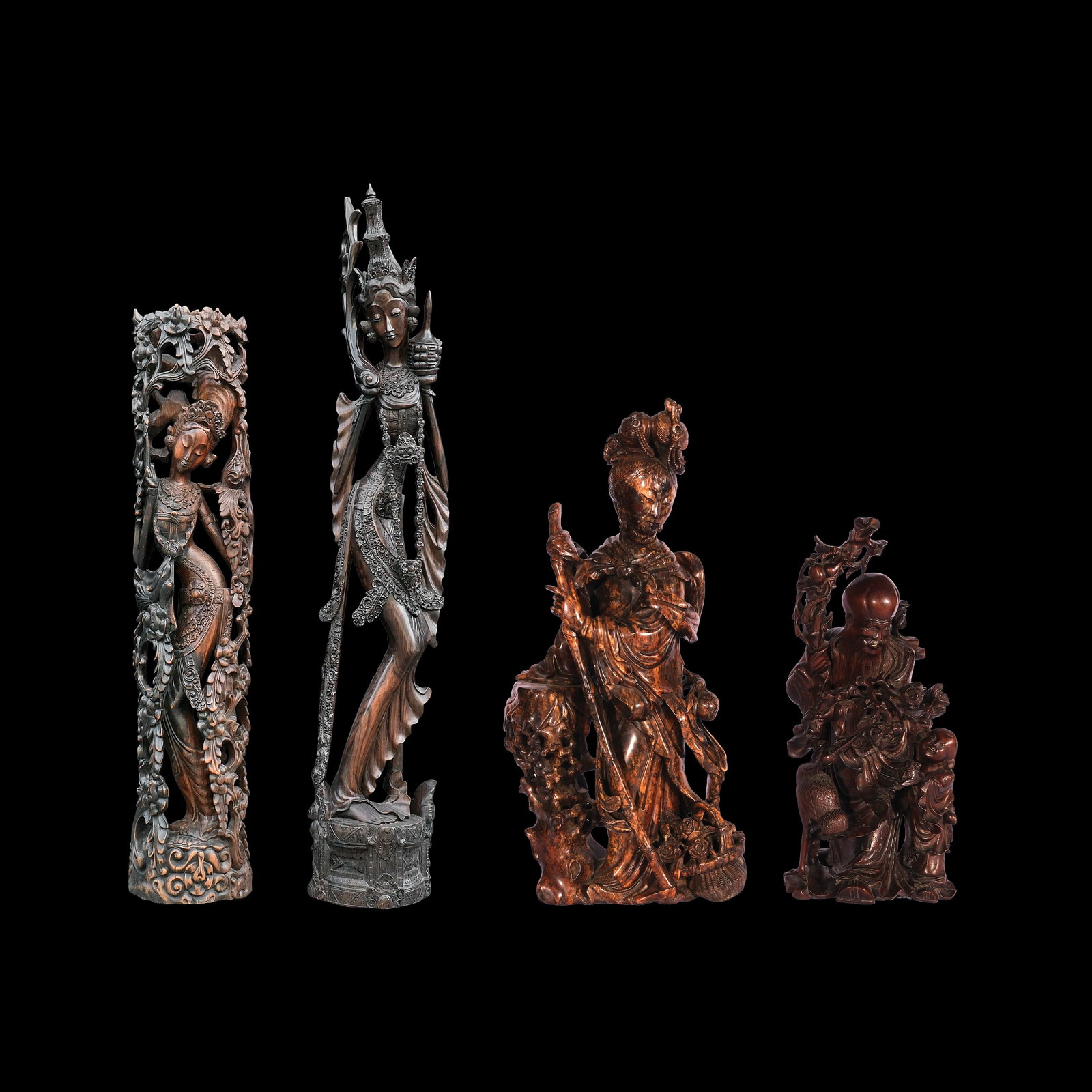 A Lot of Four Oriental Figures Two Buddha Two Oriental Statuettes (1 of 5)
