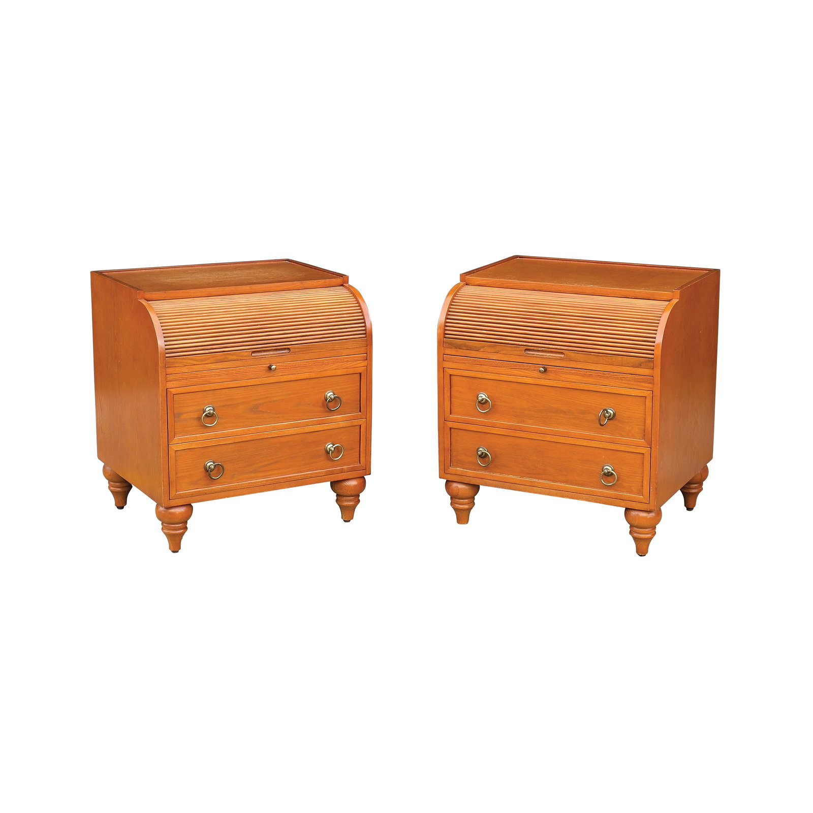 A Pair of Bedside Tables: PROPERTY FROM THE PEÑA - OLONDRIZ COLLECTION hardwood H: 29” (74 cm) each L: 25 3/4” (65 cm) each W: 21” (53 cm) each