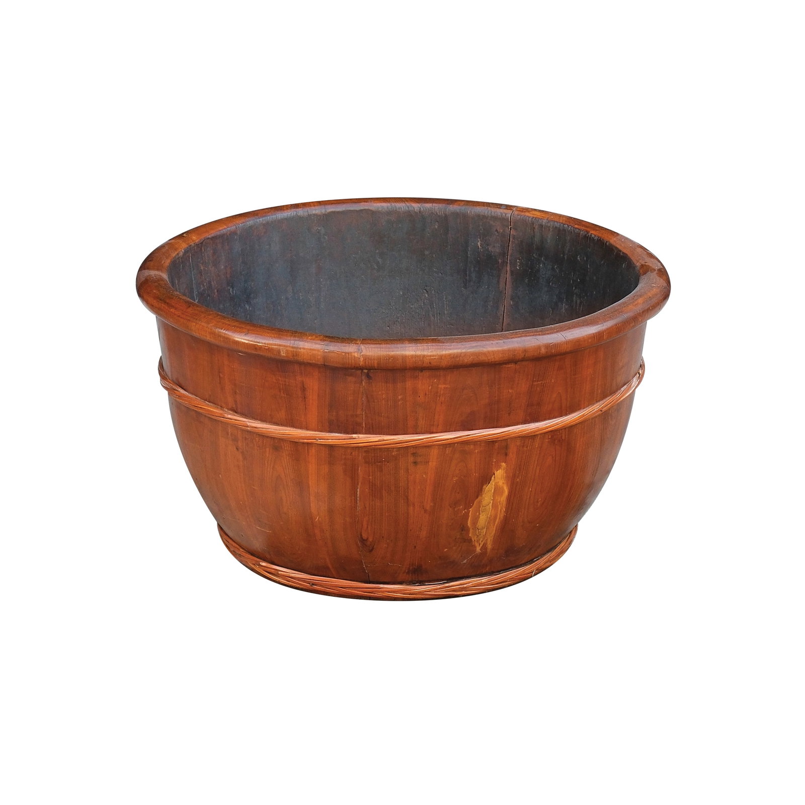 An Oriental Wooden Wash Basin: PROPERTY FROM THE PEÑA - OLONDRIZ COLLECTION hardwood H: 13” (33 cm) D: 23” (58 cm)
