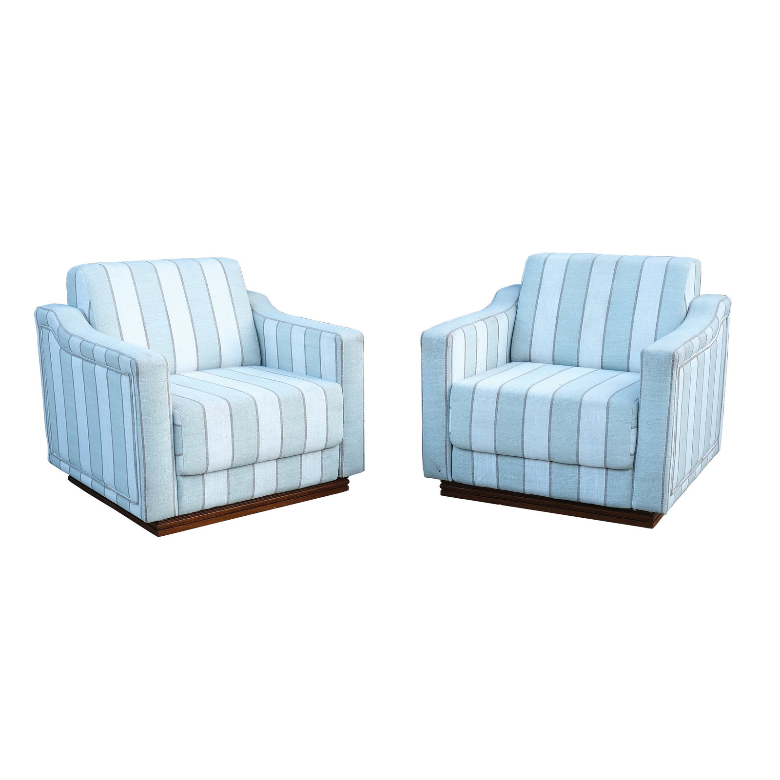 A Pair of Circa 1970?s BerenguerTopacio Armchairs: H: 31 3/4” (81 cm) each L: 33 1/2” (85 cm) each W: 32 1/4” (82 cm) each