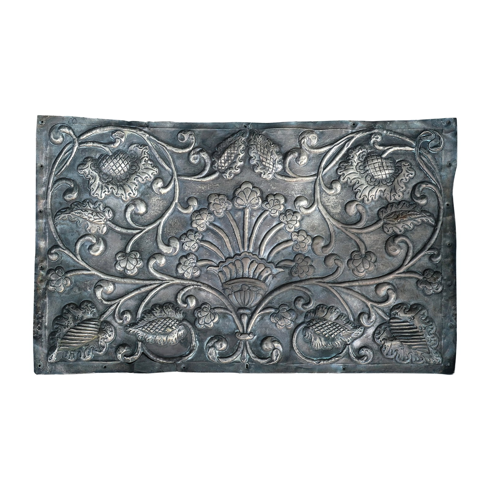 A 19th Century Fragmentary Altar Frontal: silver total weight: 150 grams 7 1/2" x 12 3/4" (19 cm x 32 cm)