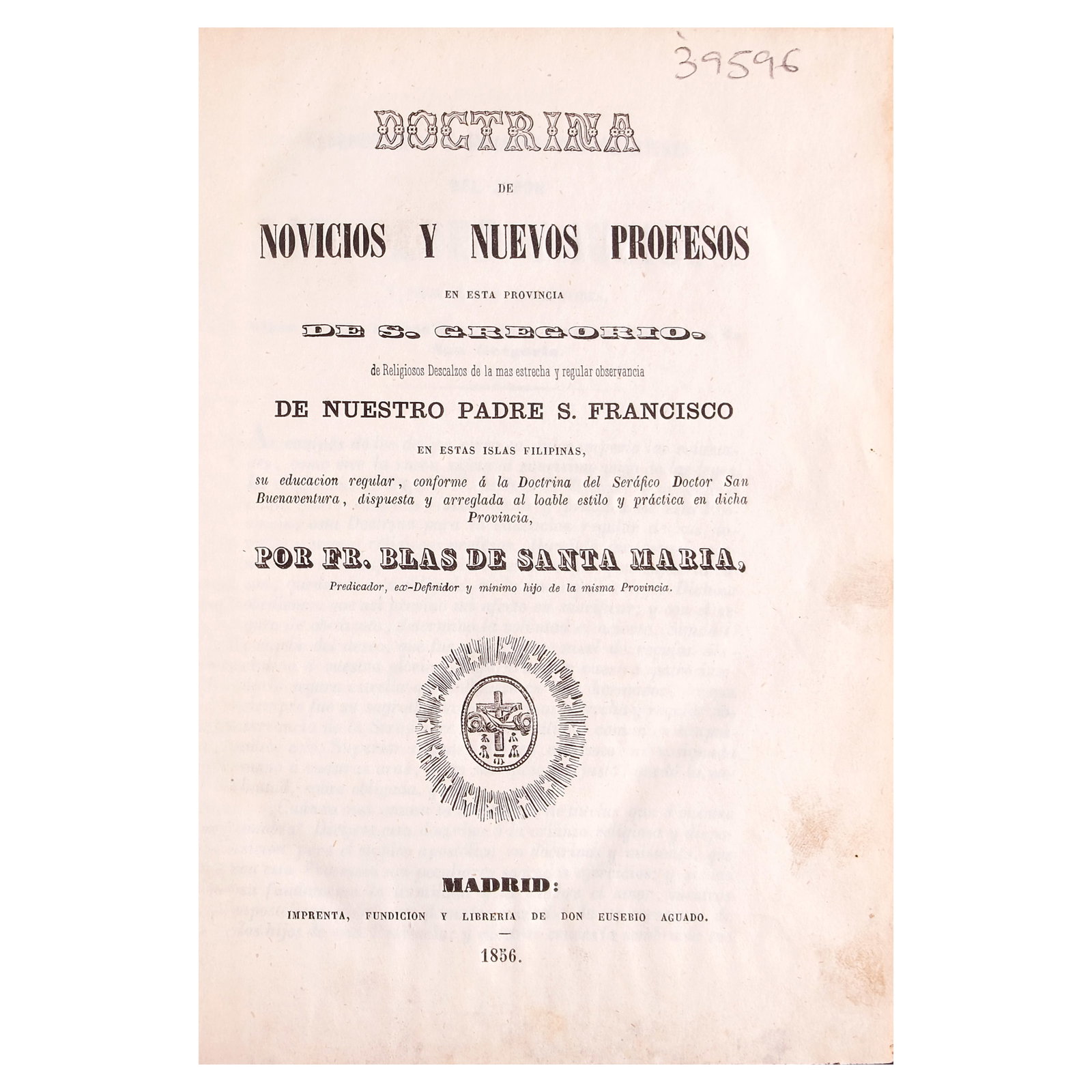 Doctrina de Novicios y Nuevos Profesos en Esta Provincia De S. Gregorio (1 of 1)
