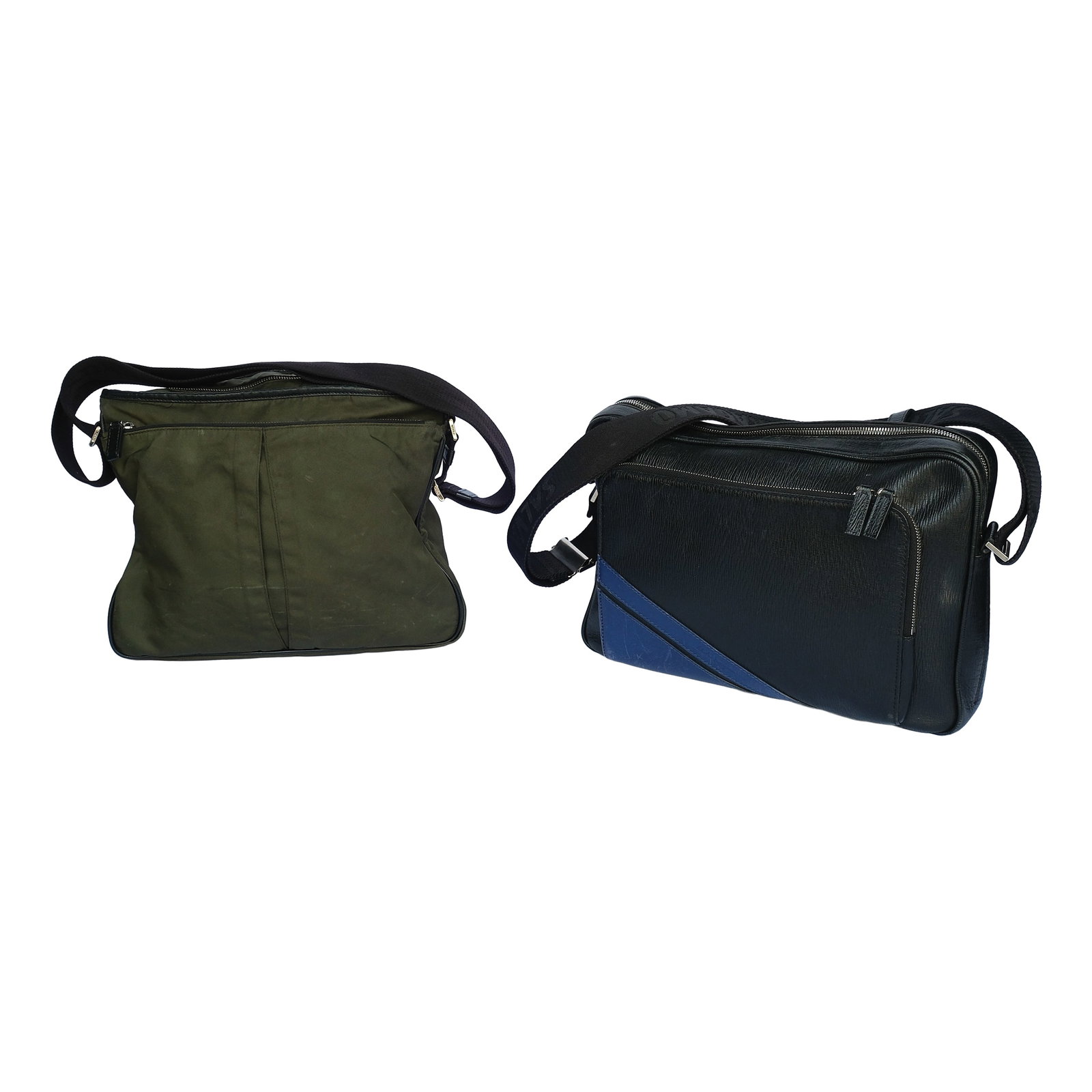 a.) Black Salvatore Ferragamo Bag b.) Prada Shoulder Bag: a.) Black Salvatore Ferragamo Bagb.) Prada Shoulder Bag