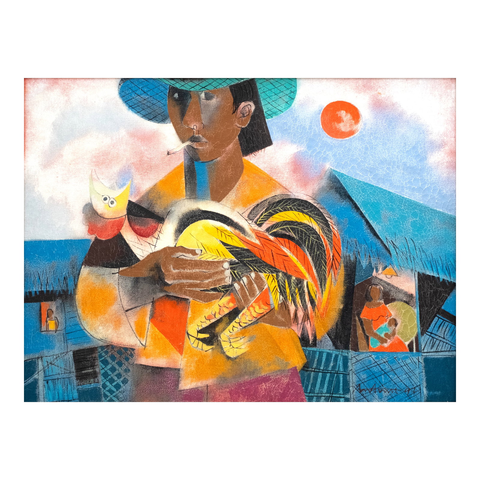 Angelito Antonio (1939 - 2025): Sabungero signed and dated 1992 (lower right) oil on canvas 18” x 24” (46 cm x 61 cm) Accompanied by a certificate signed by the artist confirming the authenticity of this lot Angelito Ant