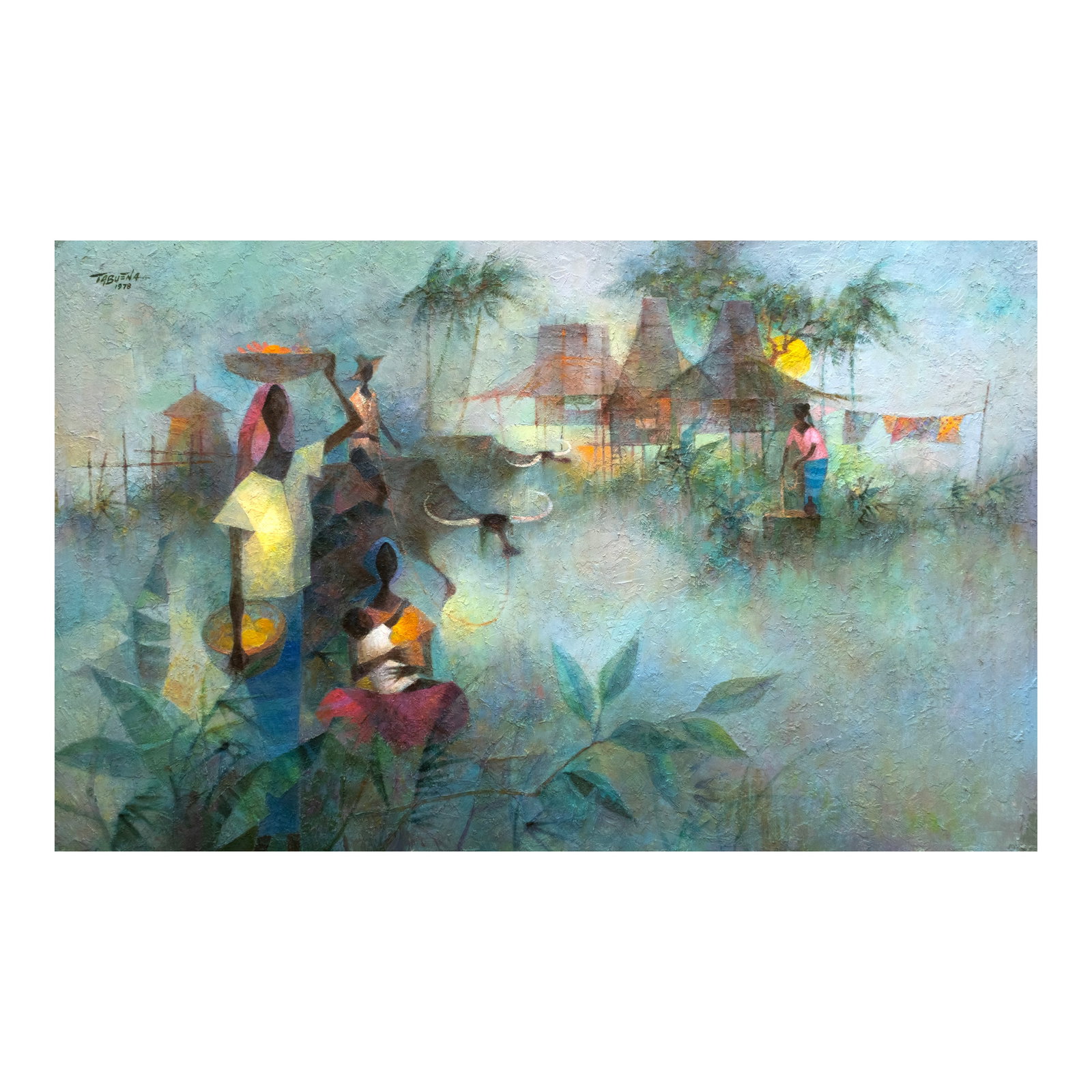Romeo Tabuena (1921- 2015): Barrio Scene signed and dated 1978 (upper left) oil on masonite board 30" x 48" (76 cm x 122 cm) PROVENANCE Private collection, USA Apainting that exemplifies his nostalgic depictions of rural Fil