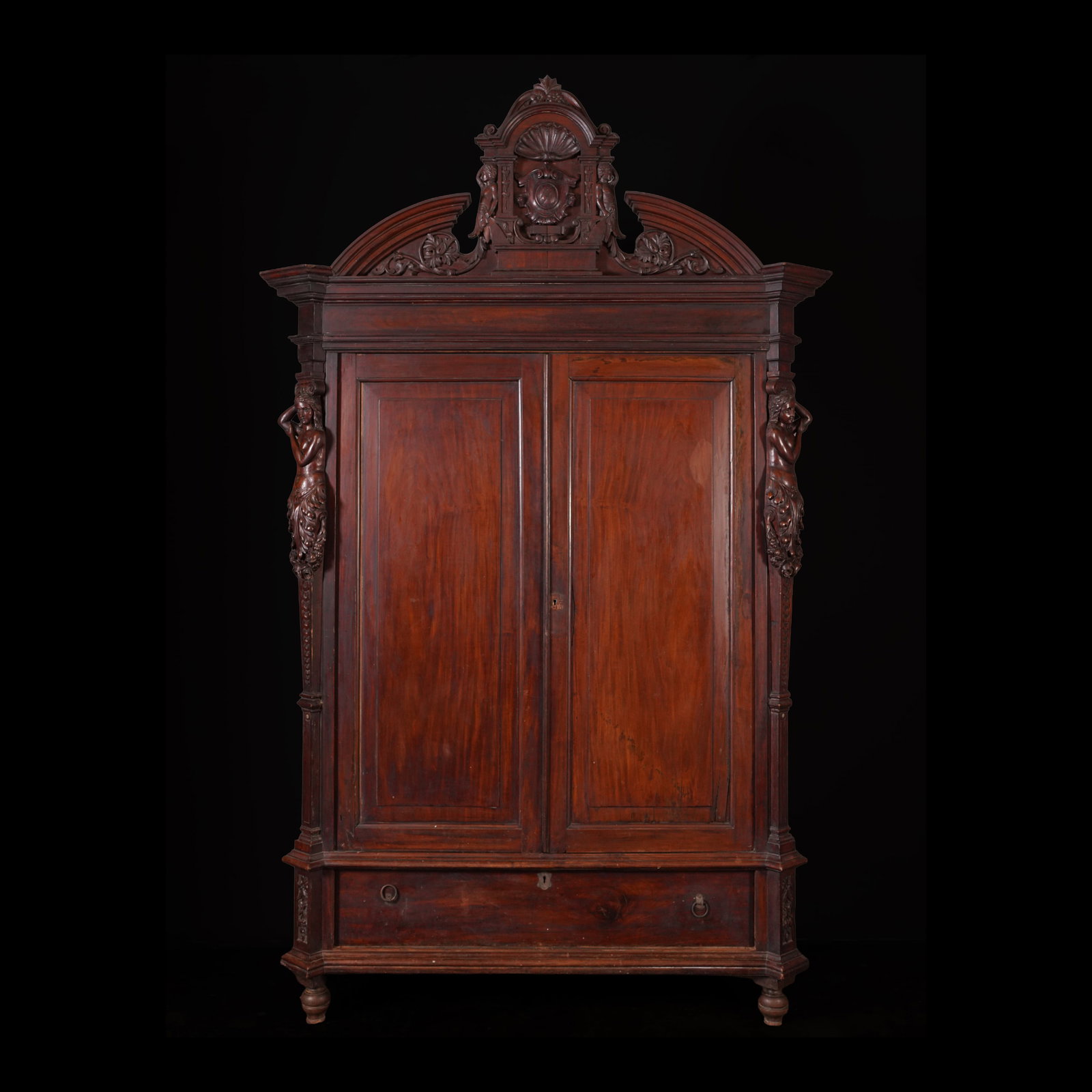 Aparador Armario: Last quarter of the 19th Century (1875–1900) Narra wood (“Pterocarpus indicus”) H: 92 1/2" (235 cm) L: 57 1/2" (146 cm) W: 28 1/2" (71 cm) PROVENANCE Binondo, Manila Ex Coll: The Descendants