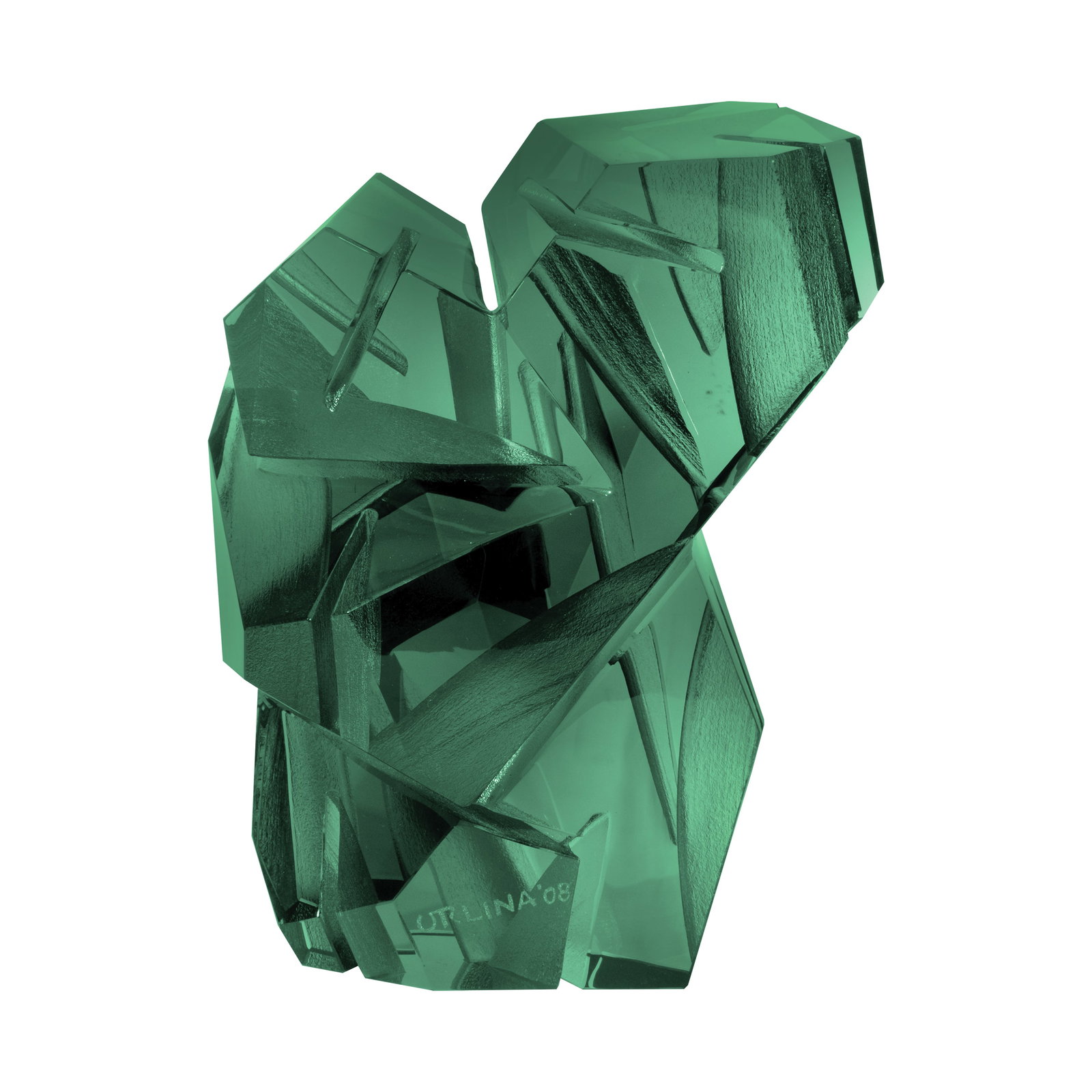 Ramon Orlina (b. 1944): Mother and Child Holding Hands signed and dated 2008 carved moss green glass H: 10 1/2" (27 cm) L: 9" (23 cm) W: 5 1/2" (14 cm) Accompanied by a certificate signed by the artist confirming the authent